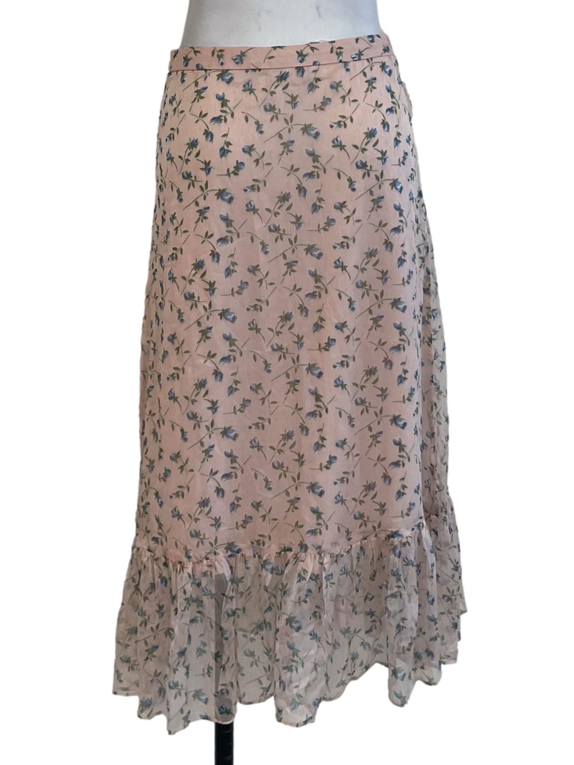 Pink Floral A-Line Skirt