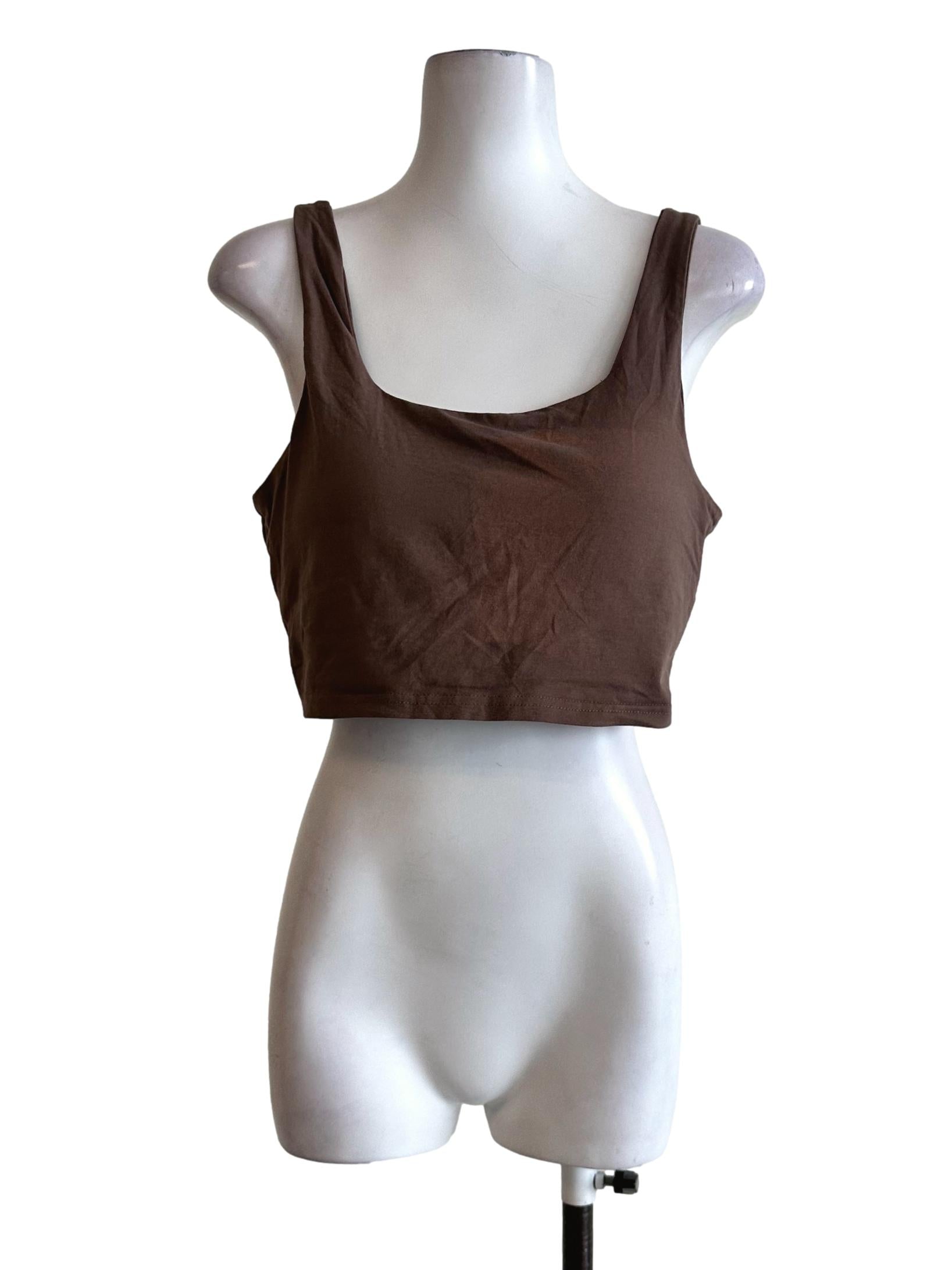 Light Brown Padded Sleeveless Top TTR