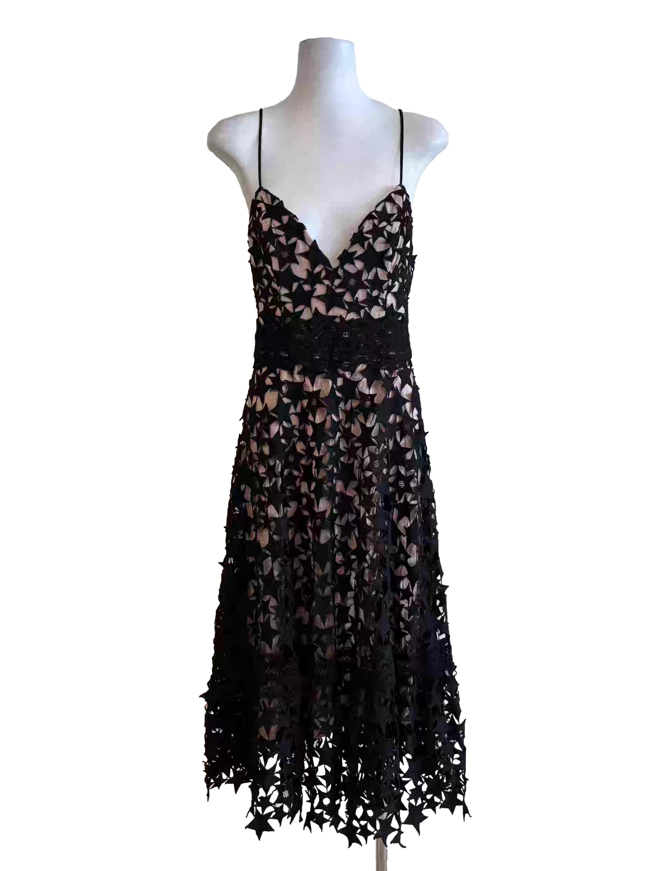 Nude Pink Black Star Lace Dress
