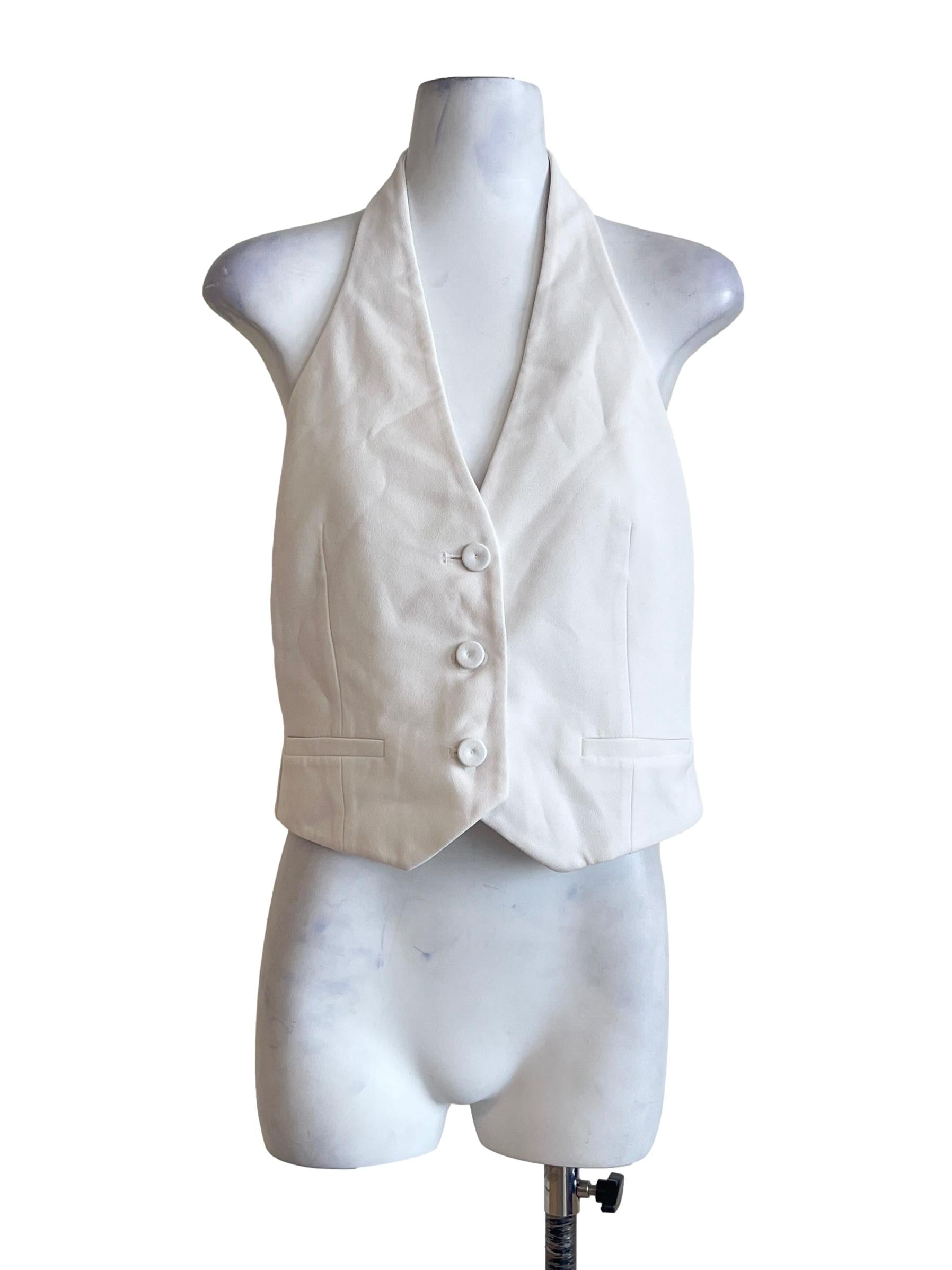 Daisy White Halter Strap Vest