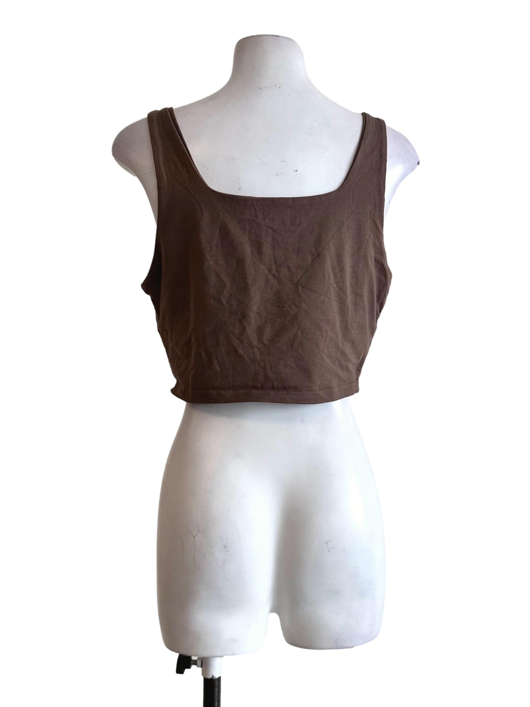 Light Brown Padded Sleeveless Top TTR