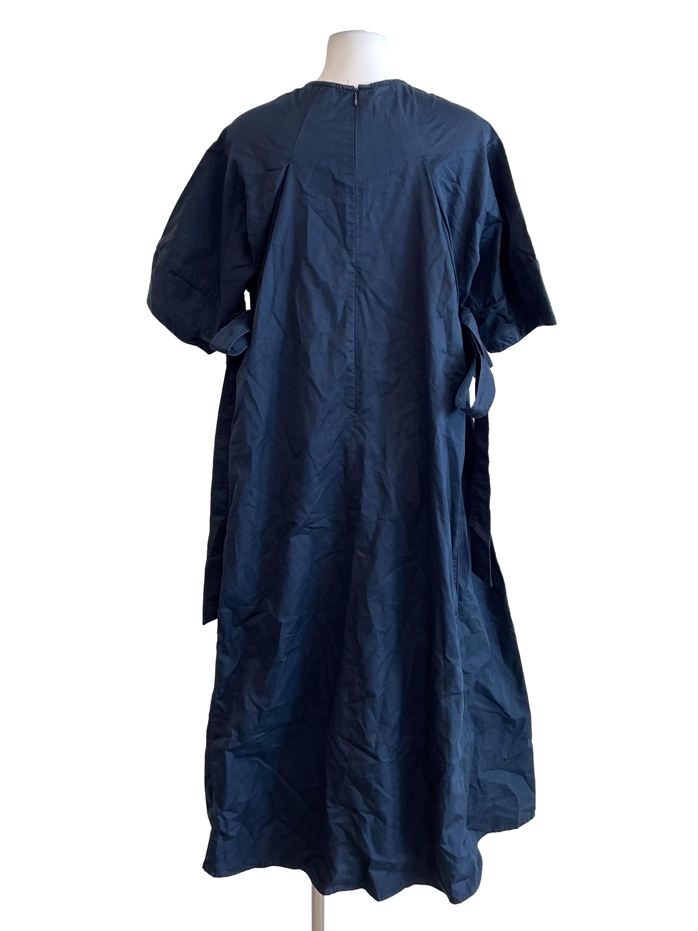 Dark Navy Round Neck A-Line Dress