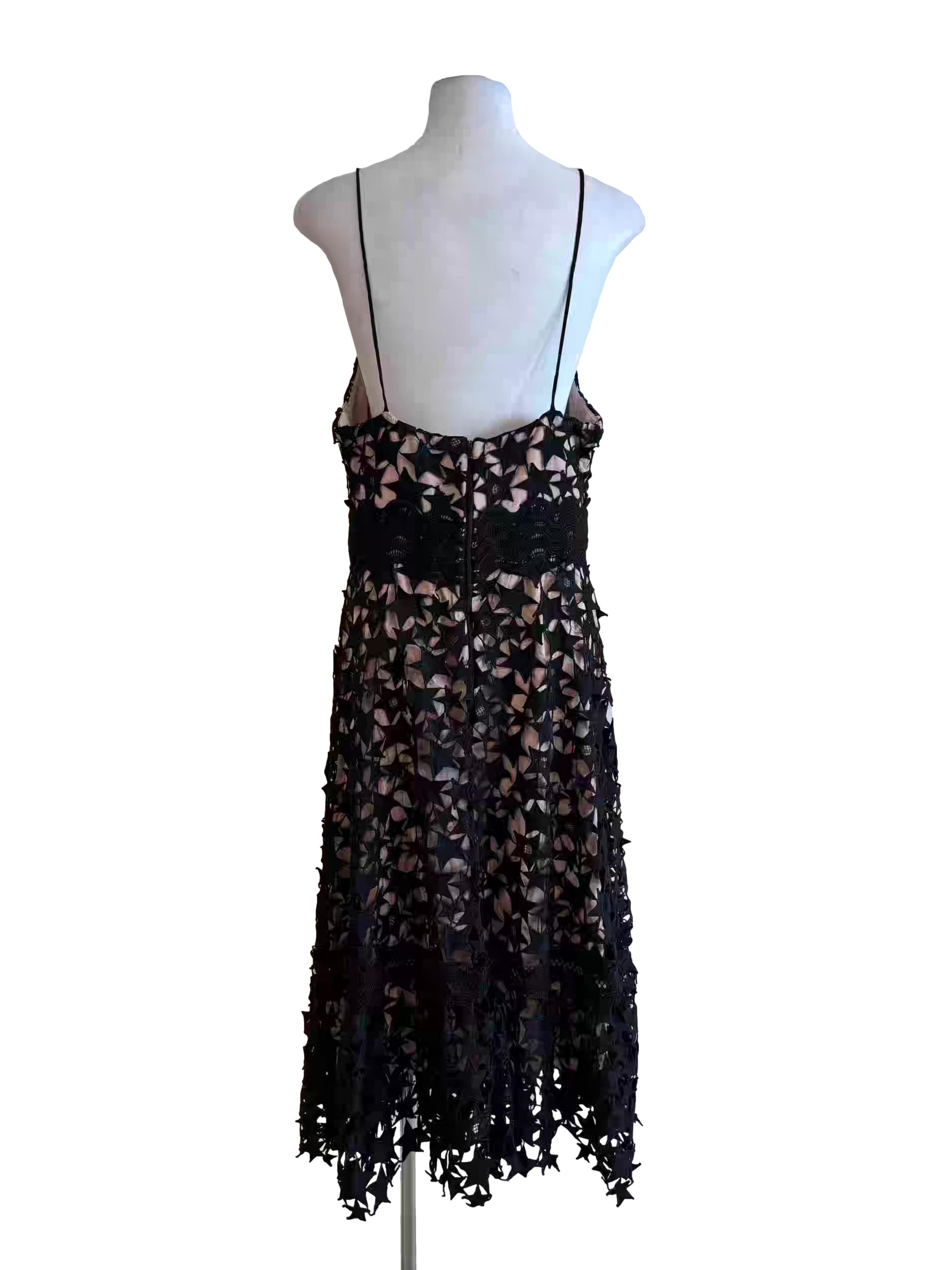Nude Pink Black Star Lace Dress