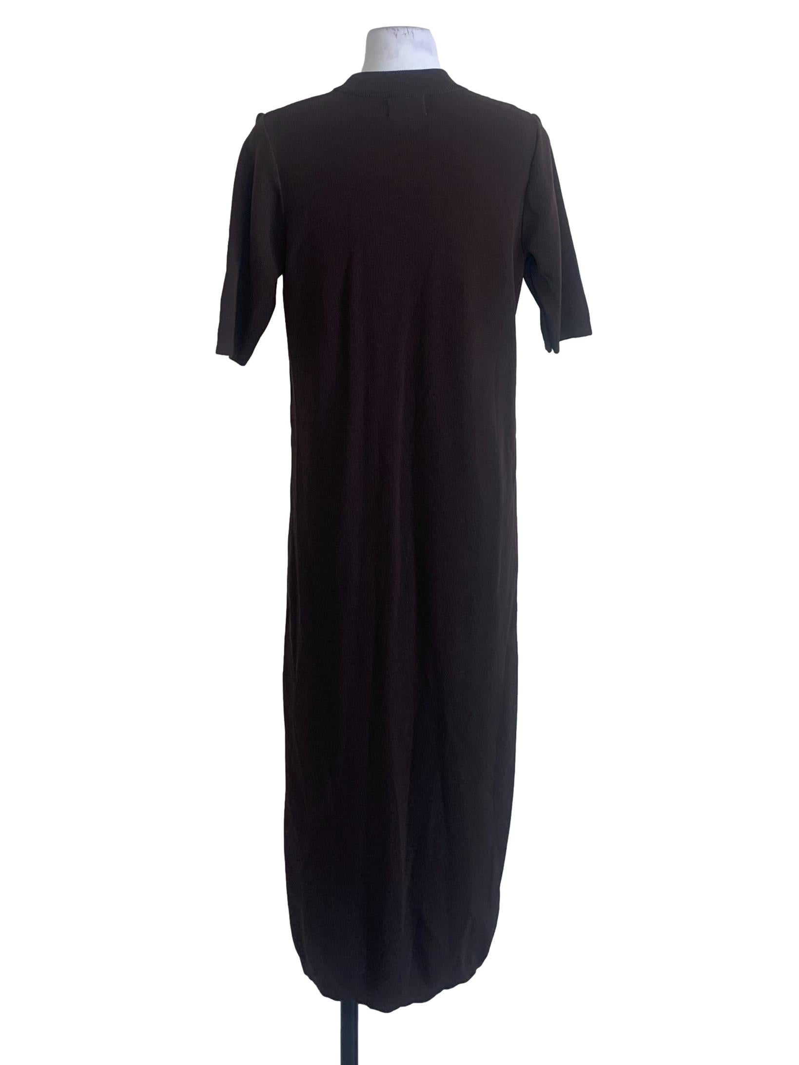 Dark Brown High-Neck Knit Midi OSN