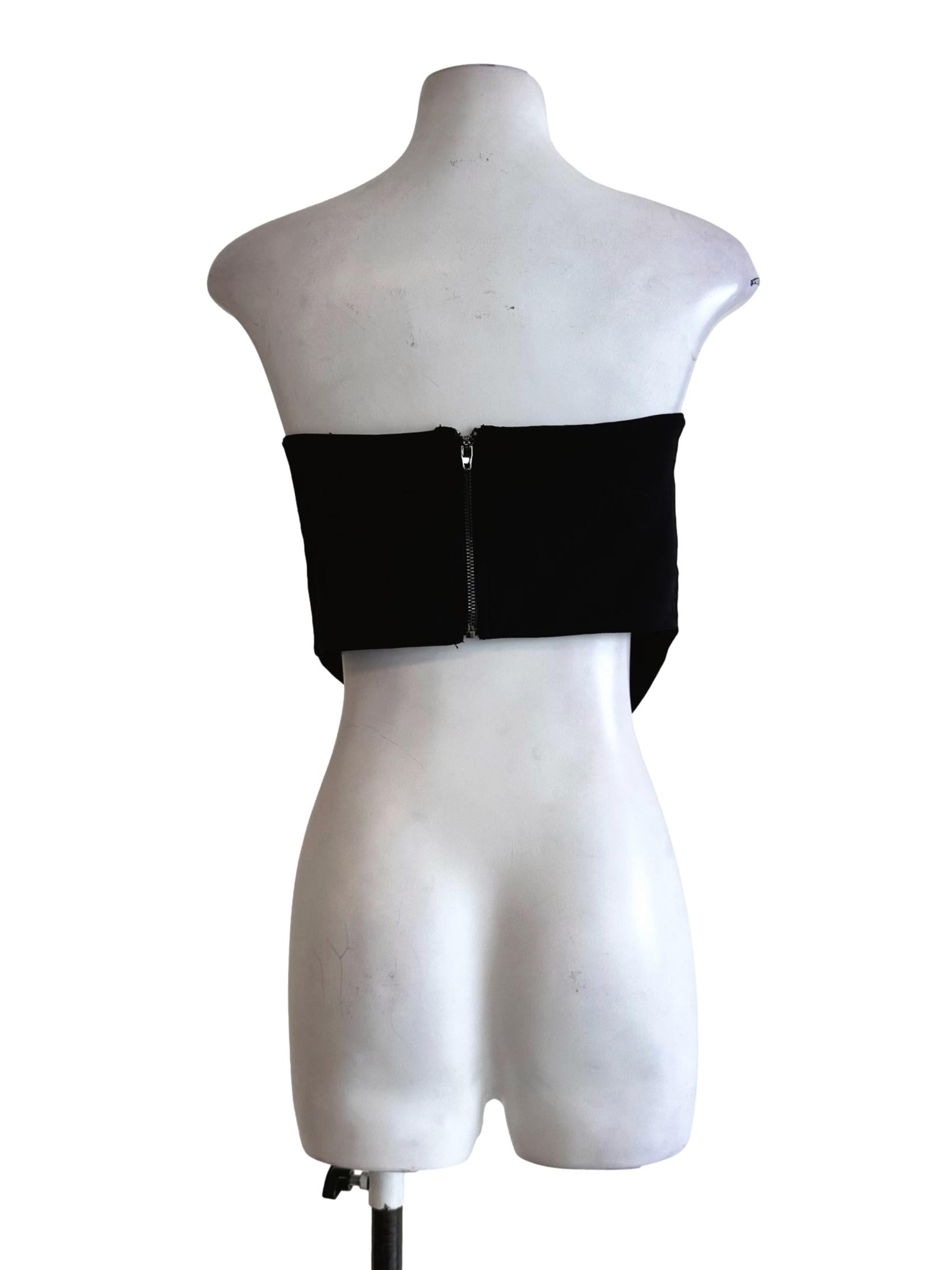 Black Padded Strapless Top YHF