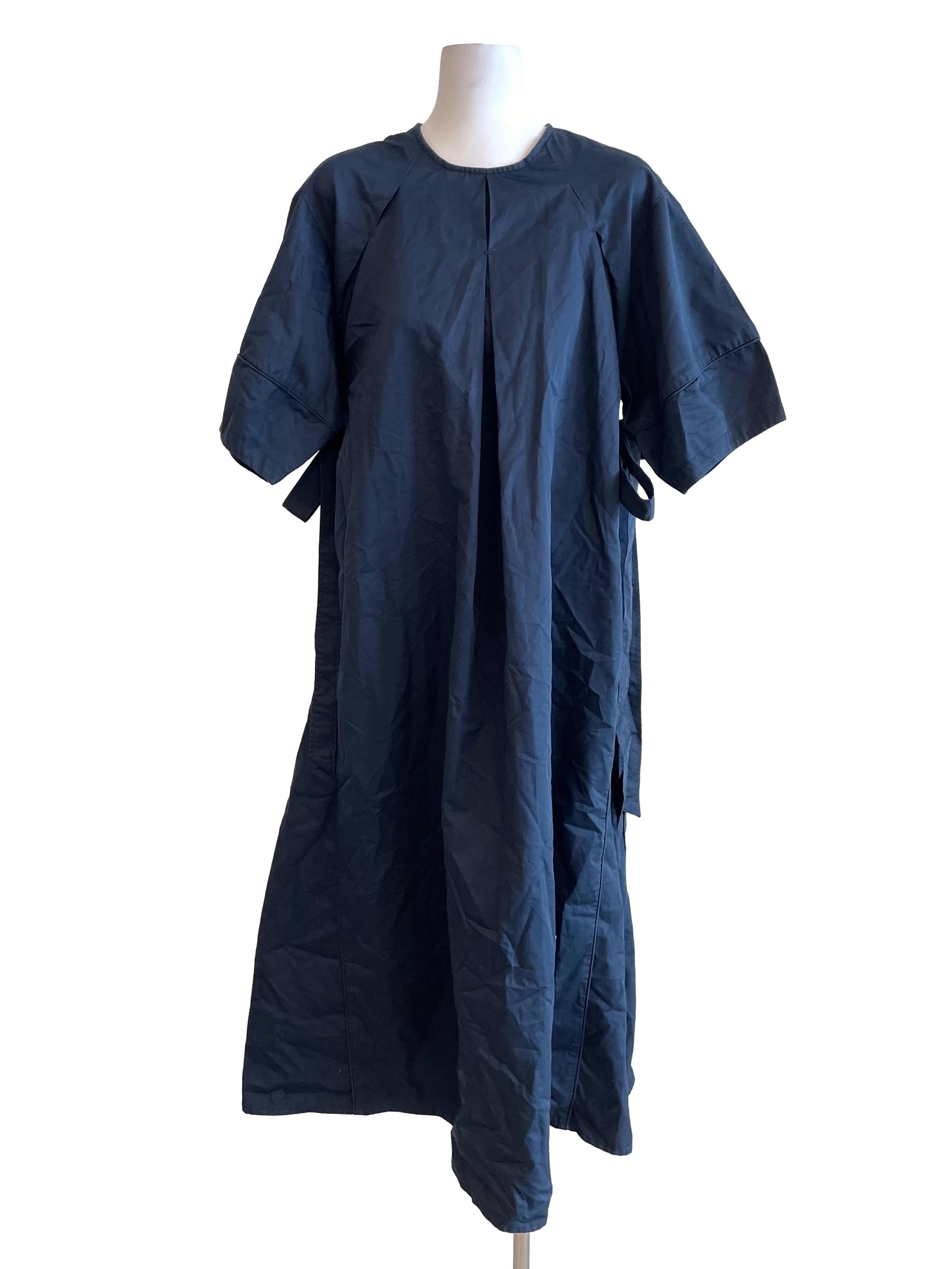 Dark Navy Round Neck A-Line Dress