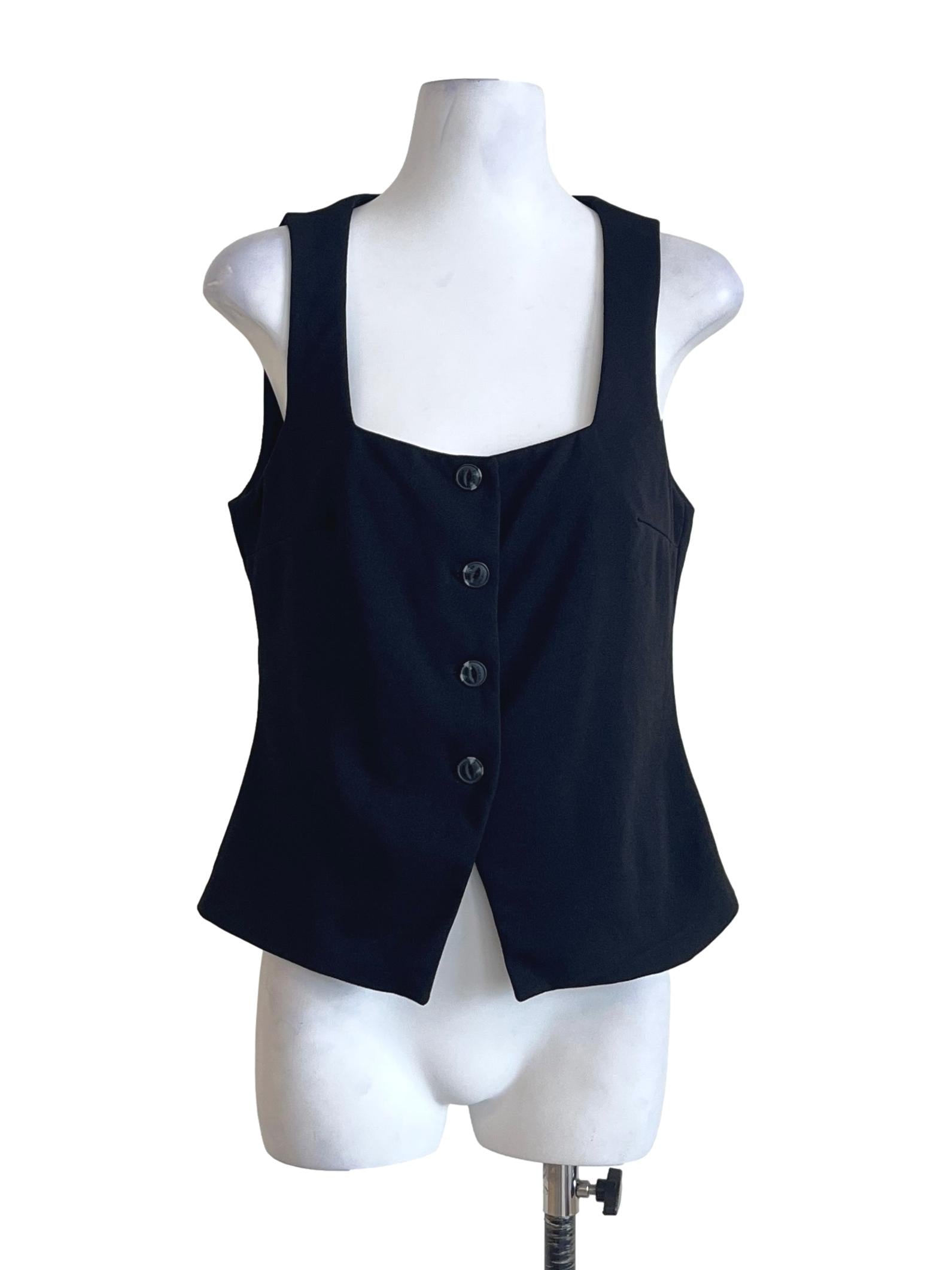 Pitch Black Square Sleeveless Top