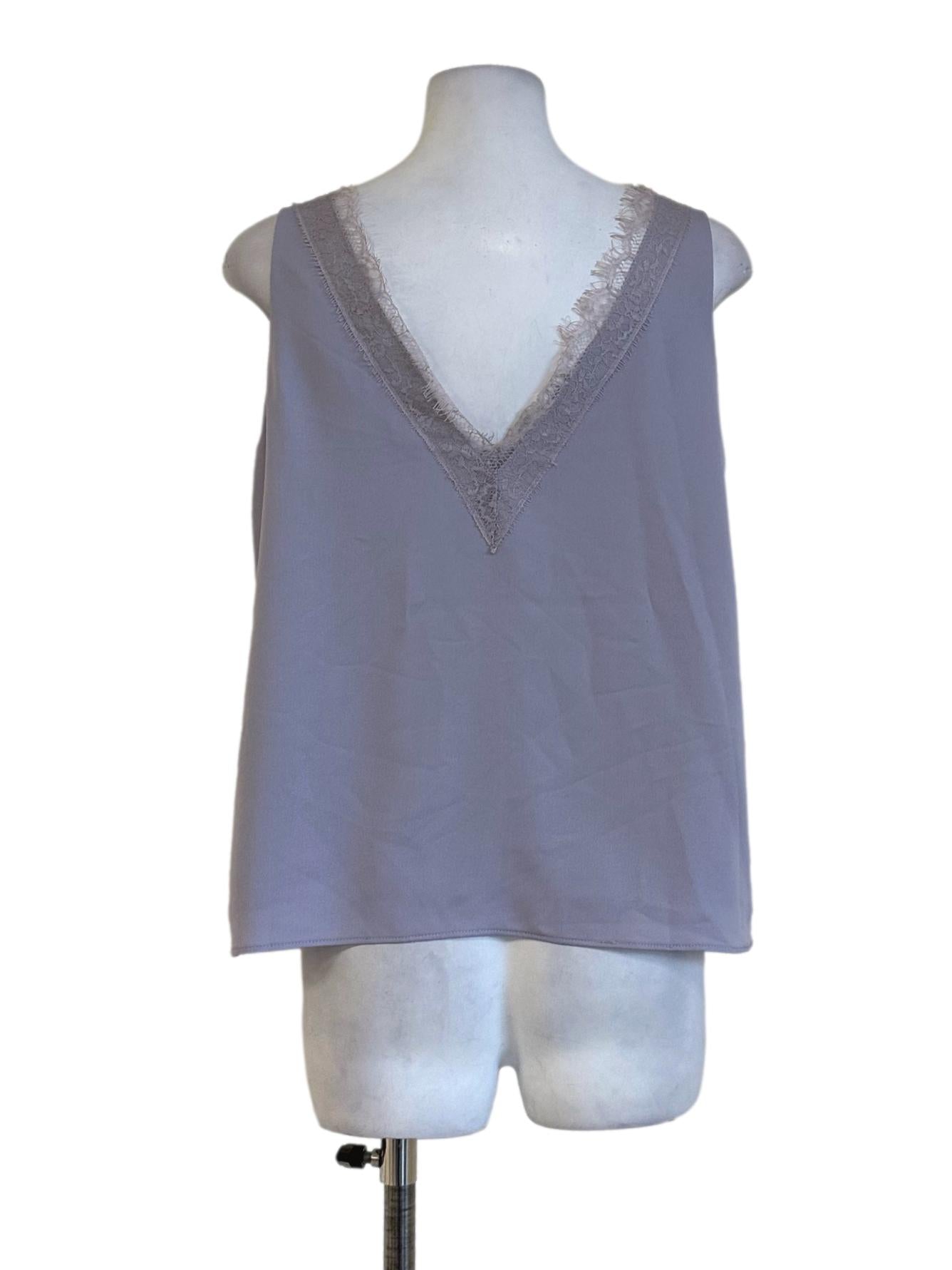 Lilac Purple Lace Neckline Top LB