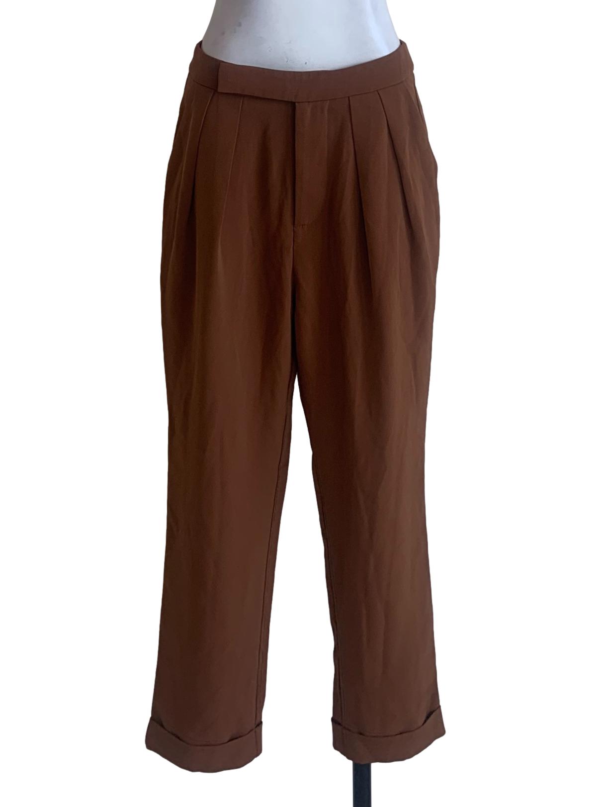 Brown Tapered Pleat Pants OSN