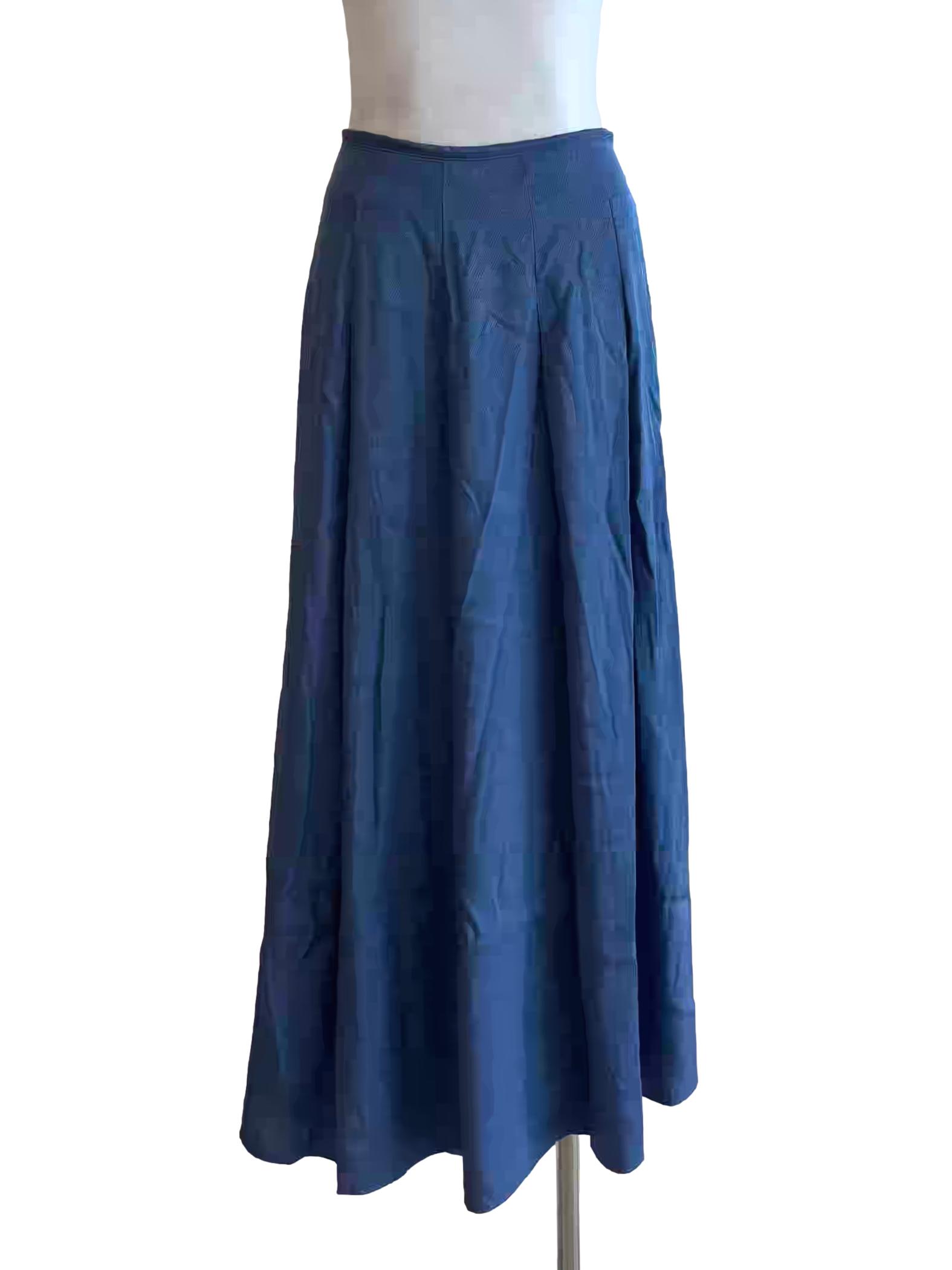 Lapis Blue Silk Flare Skirt