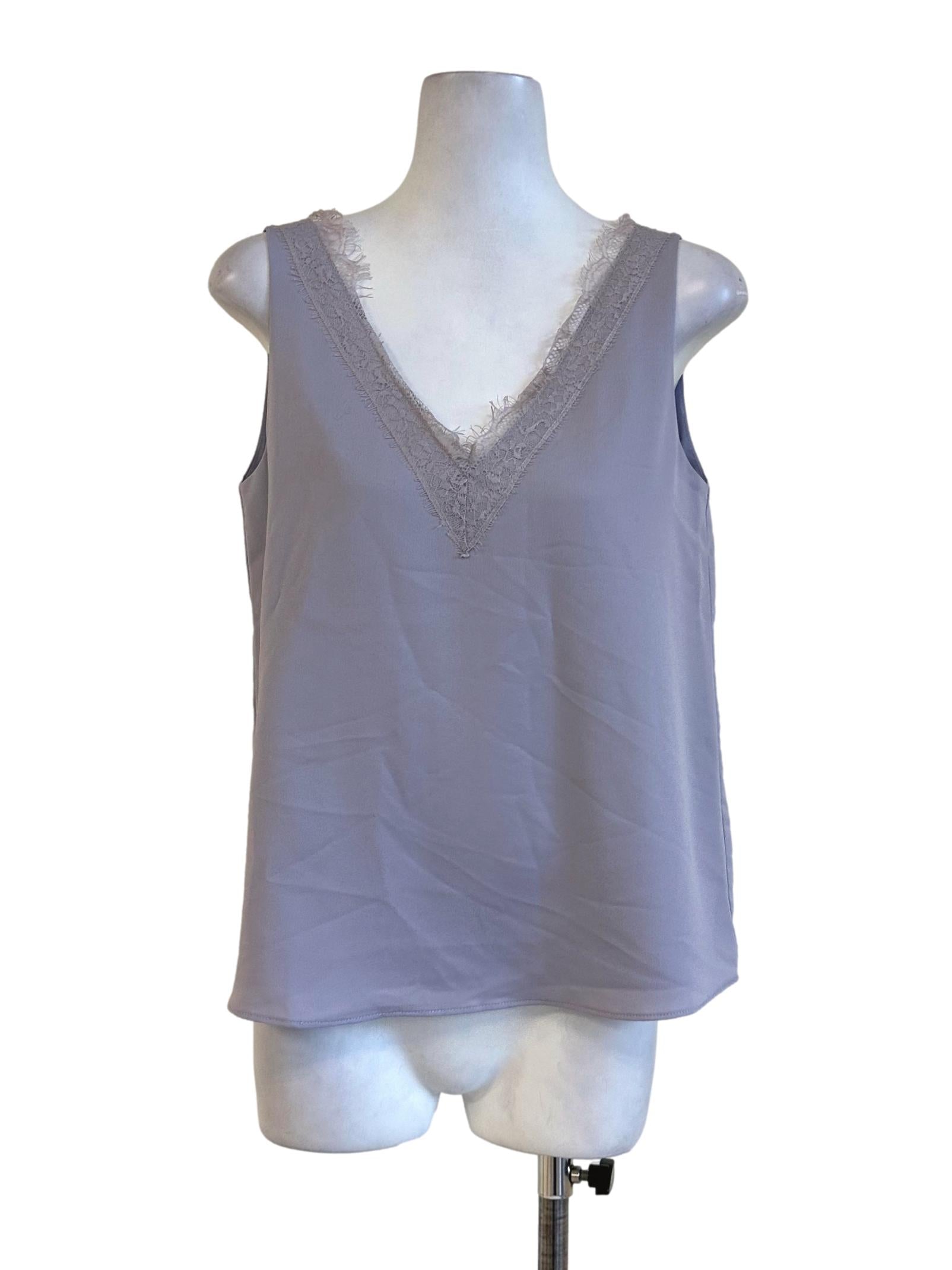 Lilac Purple Lace Neckline Top LB