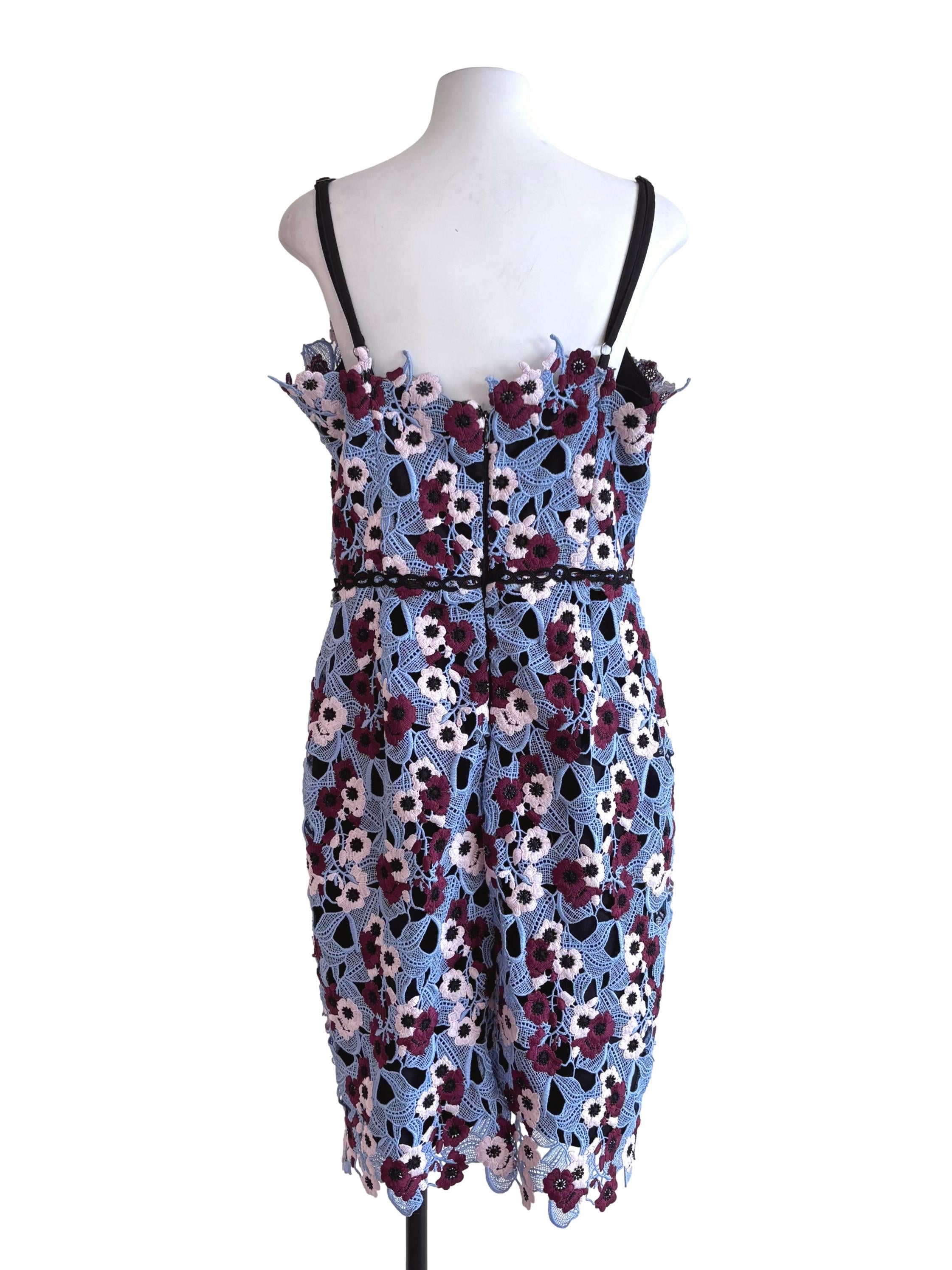 Light Blue Floral Embroidered Spaghetti Strap Dress