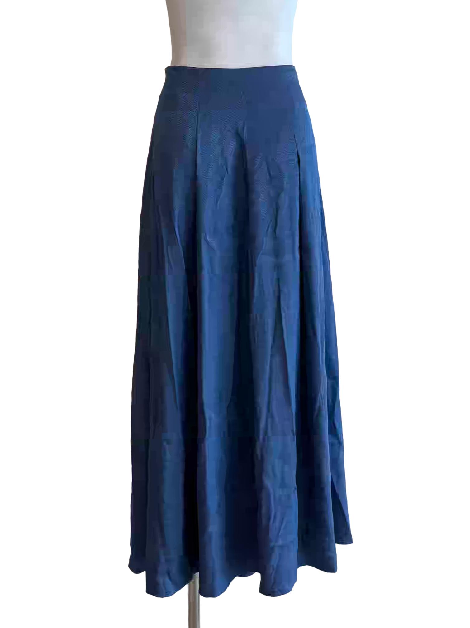Lapis Blue Silk Flare Skirt