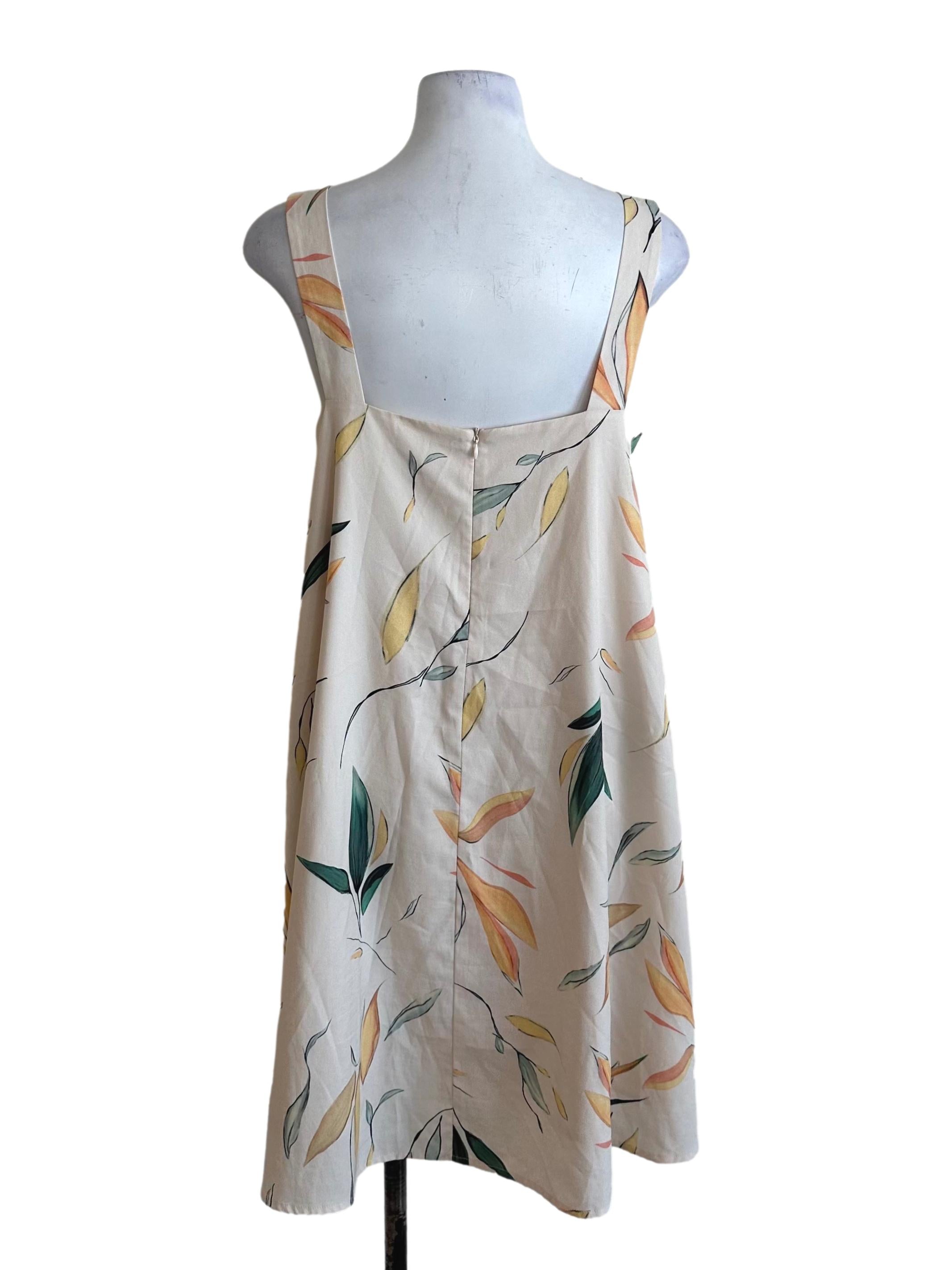 Dusty Yellow V Neck Pattern Dress
