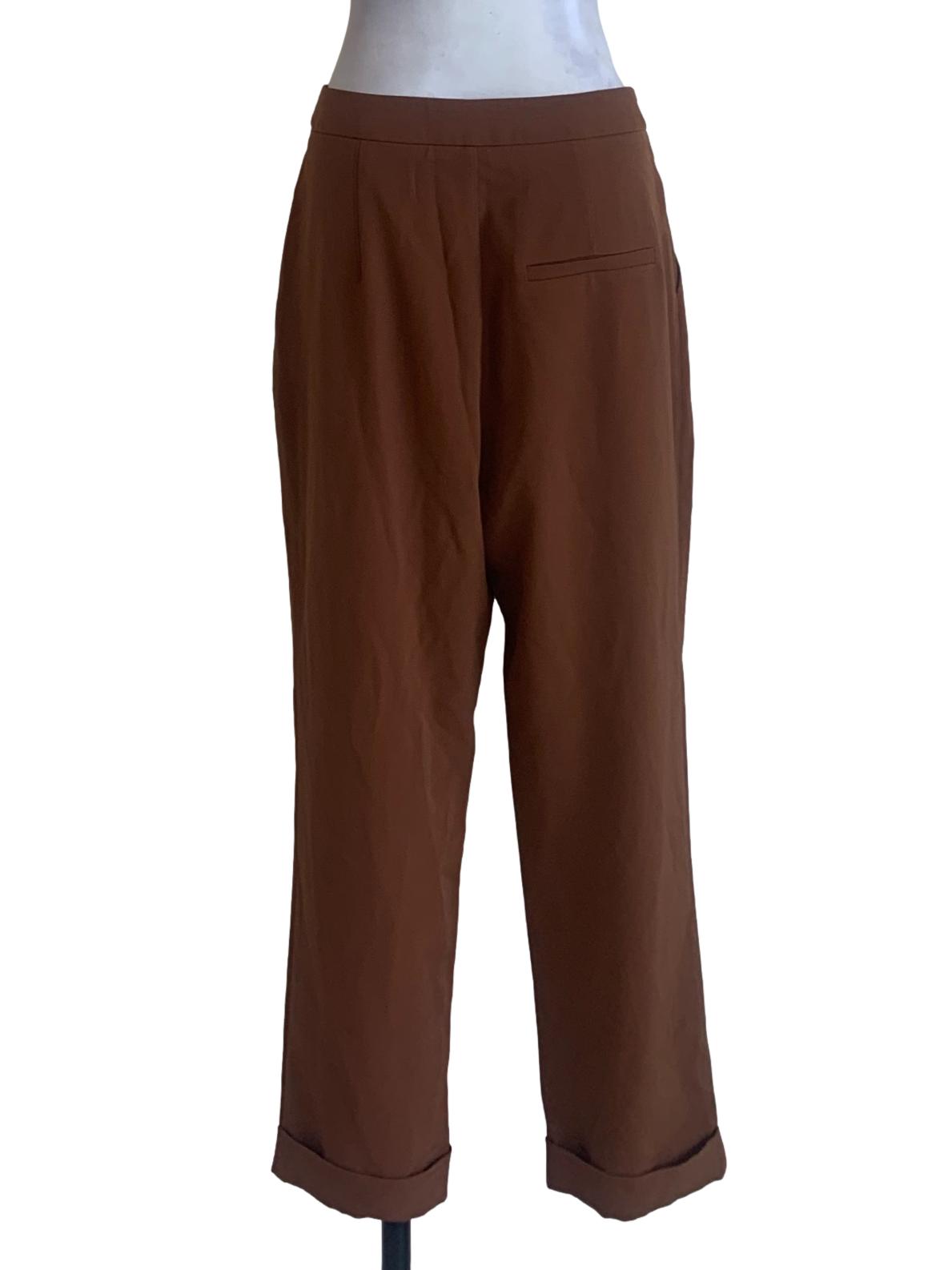 Brown Tapered Pleat Pants OSN