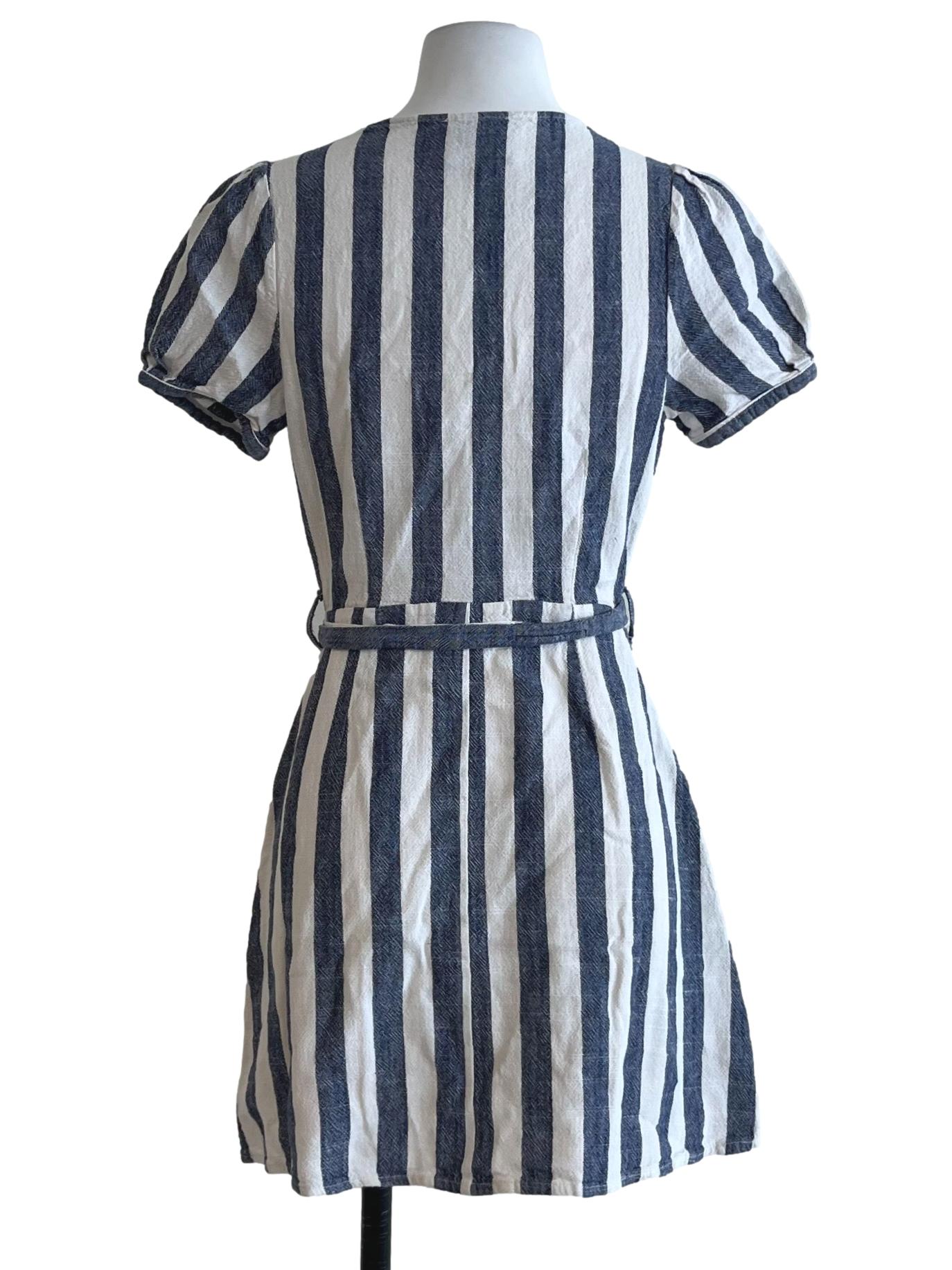 White Awning Stripe Empire Dress