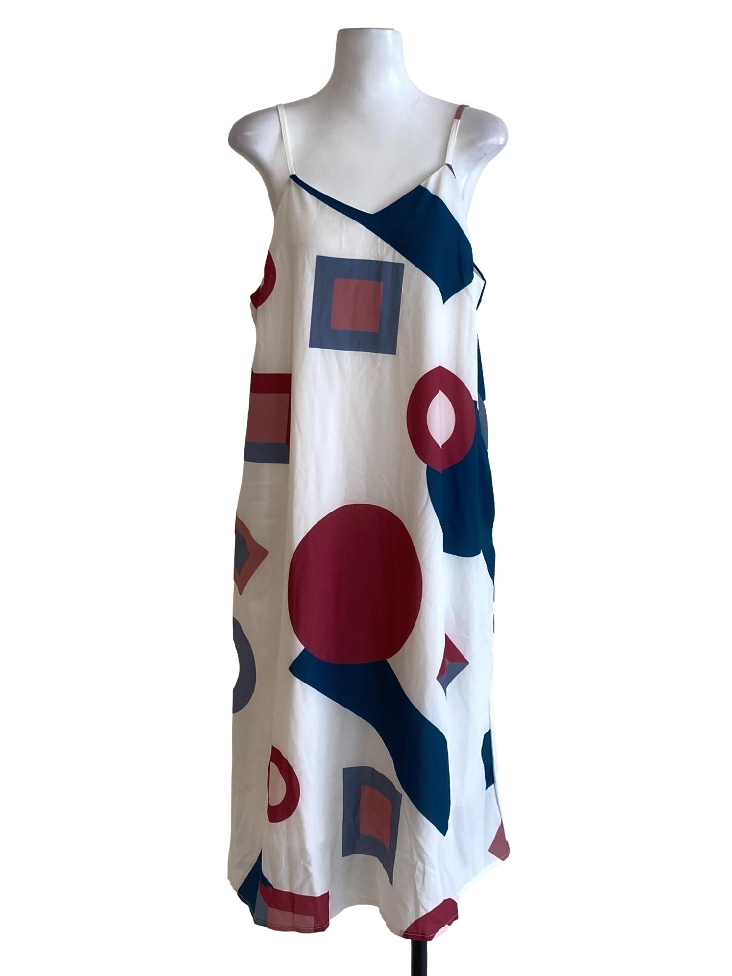 Midnight Blue Geometrical V-Neck Slip Dress