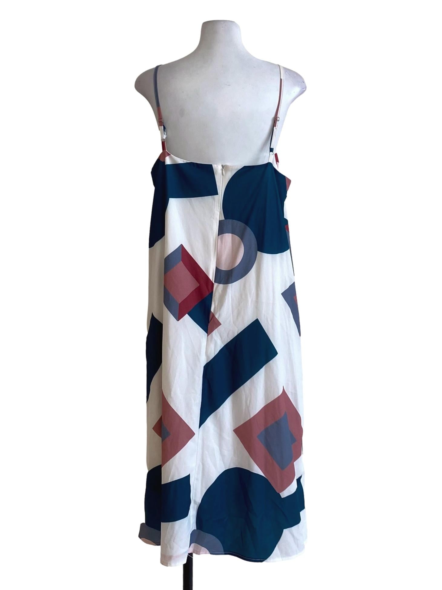 Midnight Blue Geometrical V-Neck Slip Dress