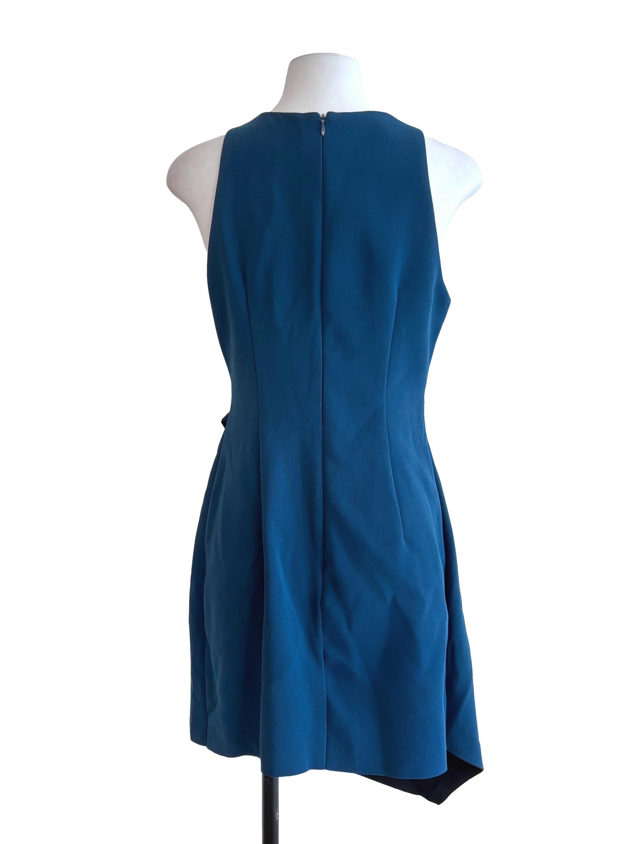Steel Blue Wrap A-Line Dress
