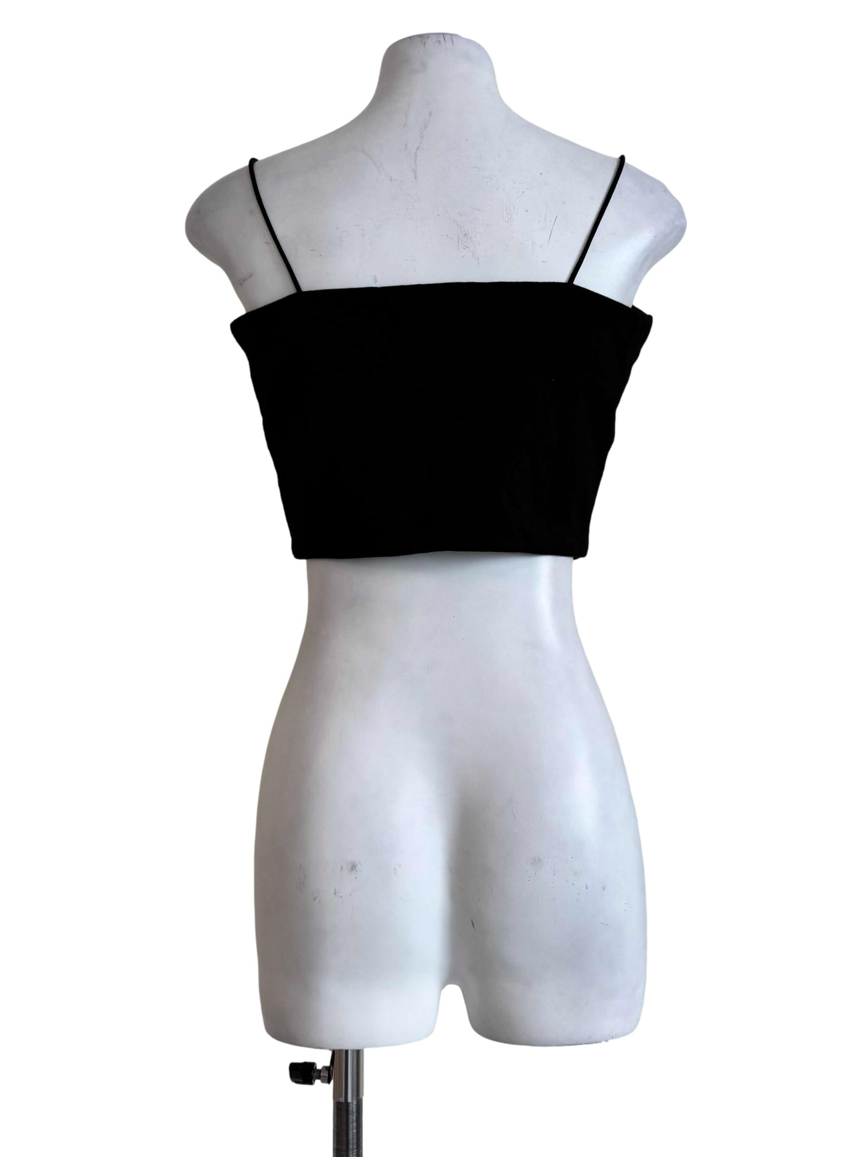 Soot Black Cropped Cami Top