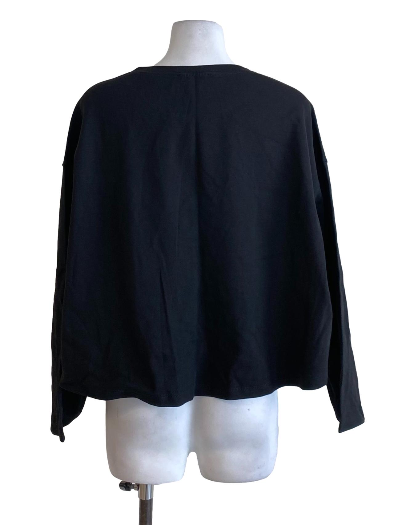Ebony Black Round Neck Long Sleeve T-Shirt