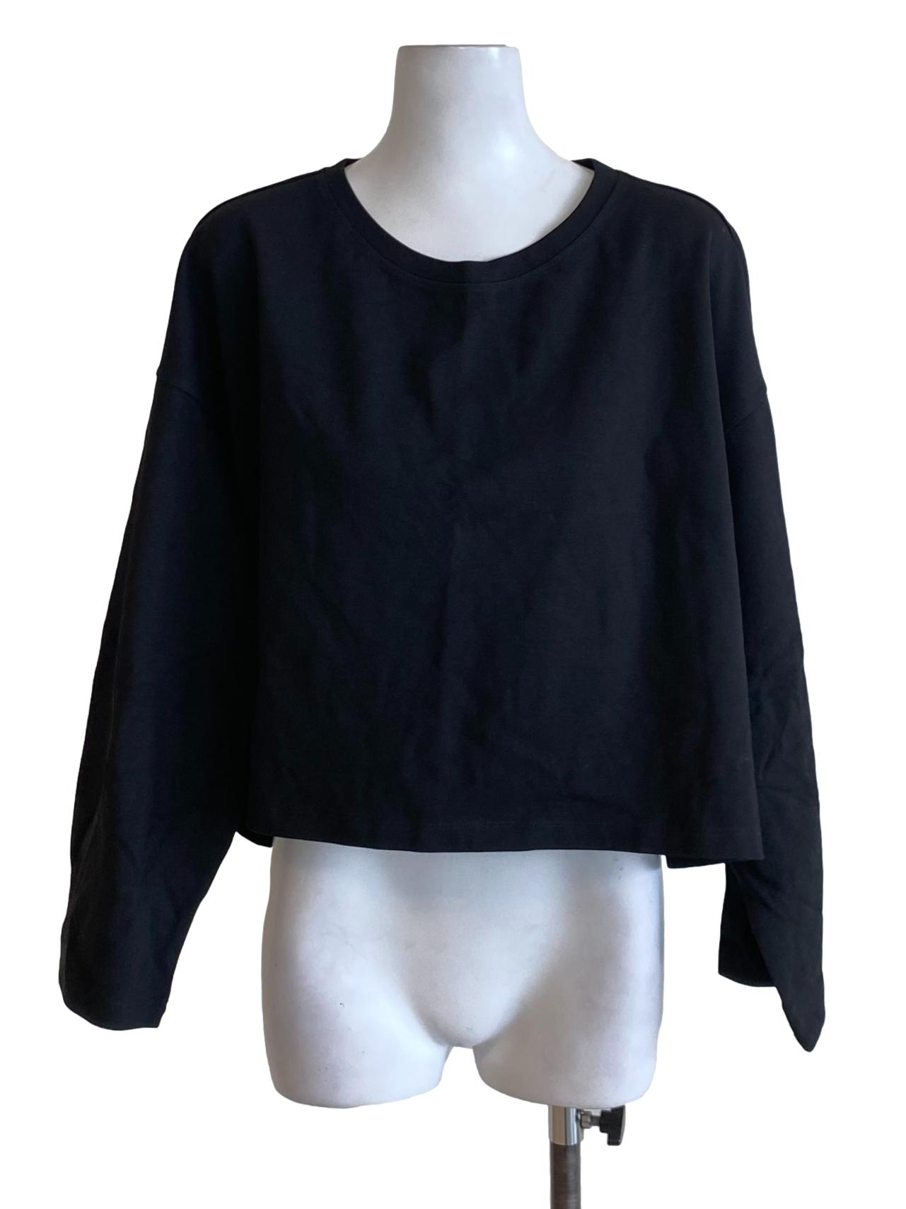 Ebony Black Round Neck Long Sleeve T-Shirt