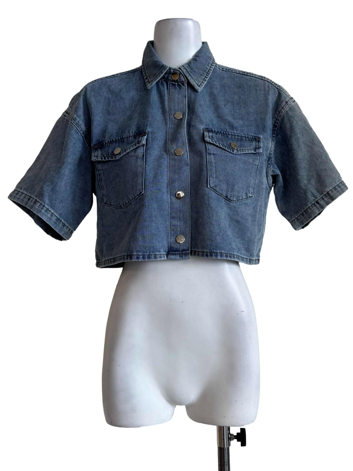 Wash Denim Silver Button Shirt