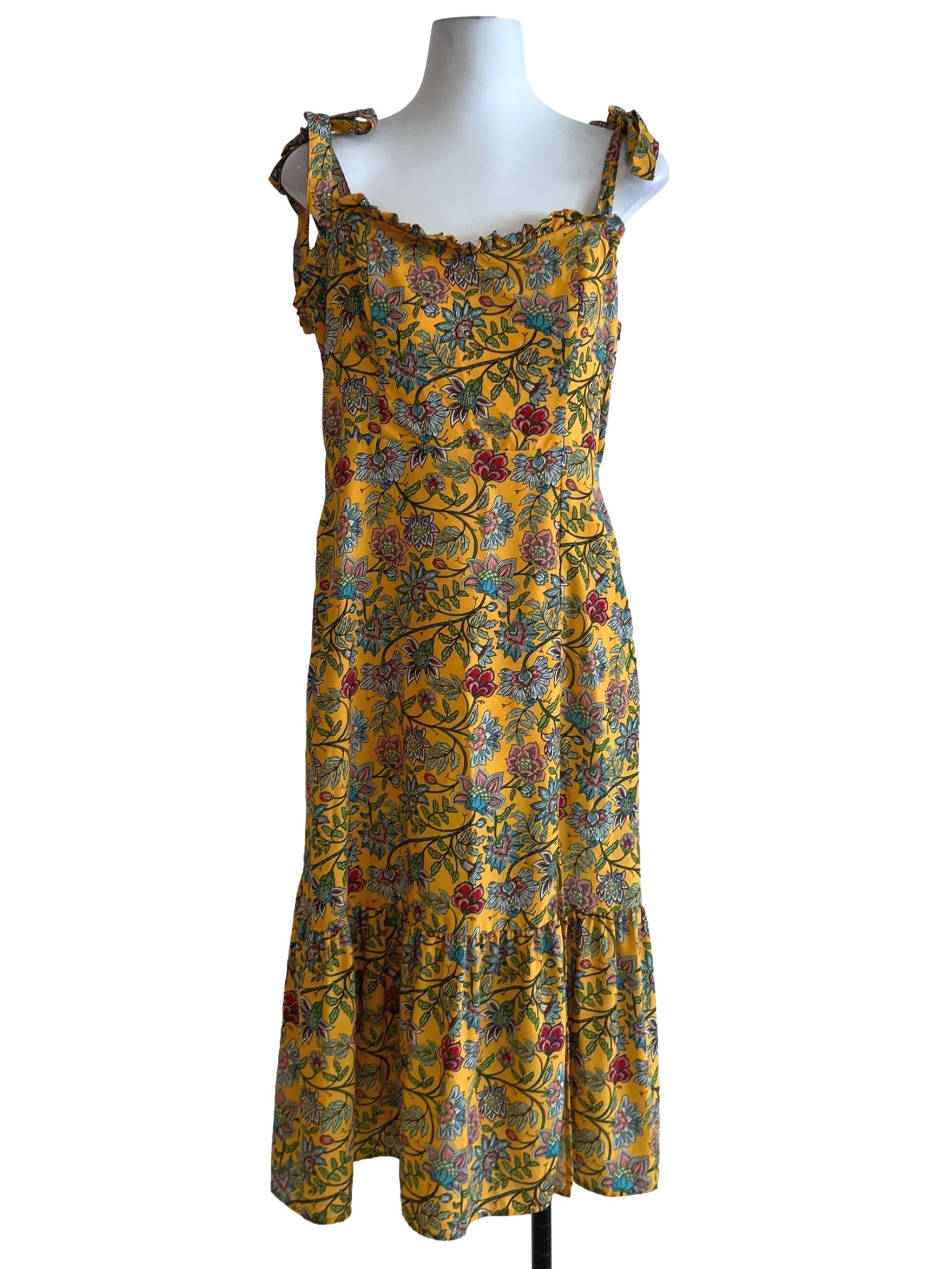 Canary Yellow Floral Babydoll Dress
