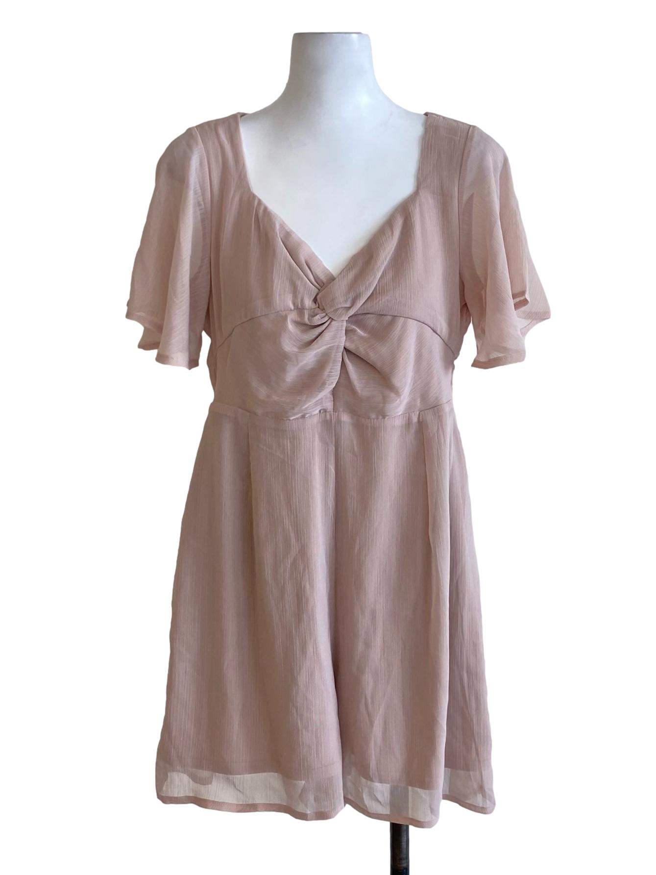 Dusty Pink V-Neck Wrap Bust Loose Mesh Romper