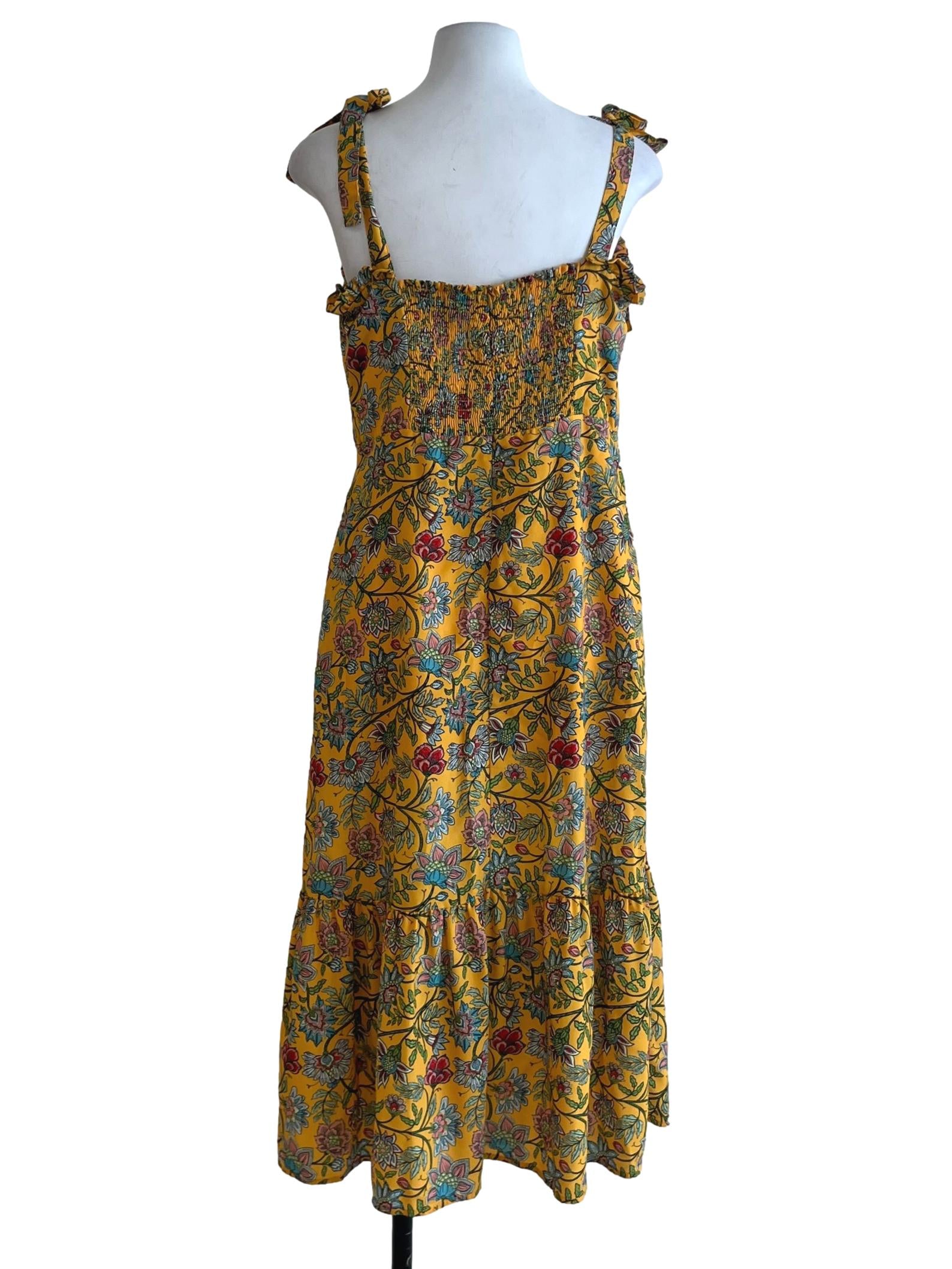 Canary Yellow Floral Babydoll Dress