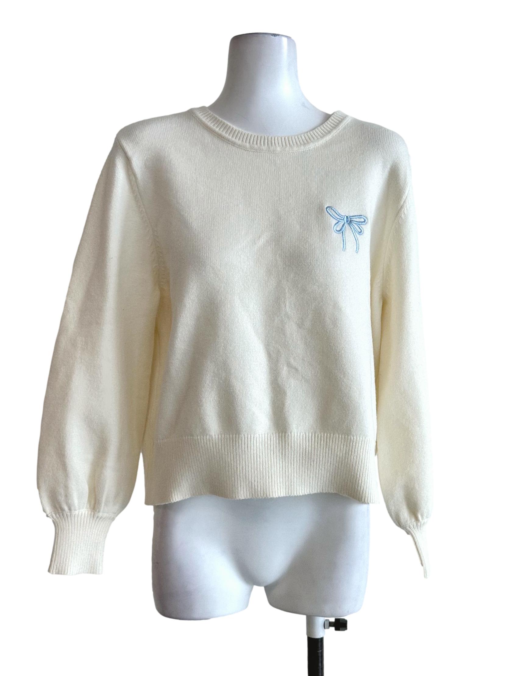 Cream White Knit Sweatshirt