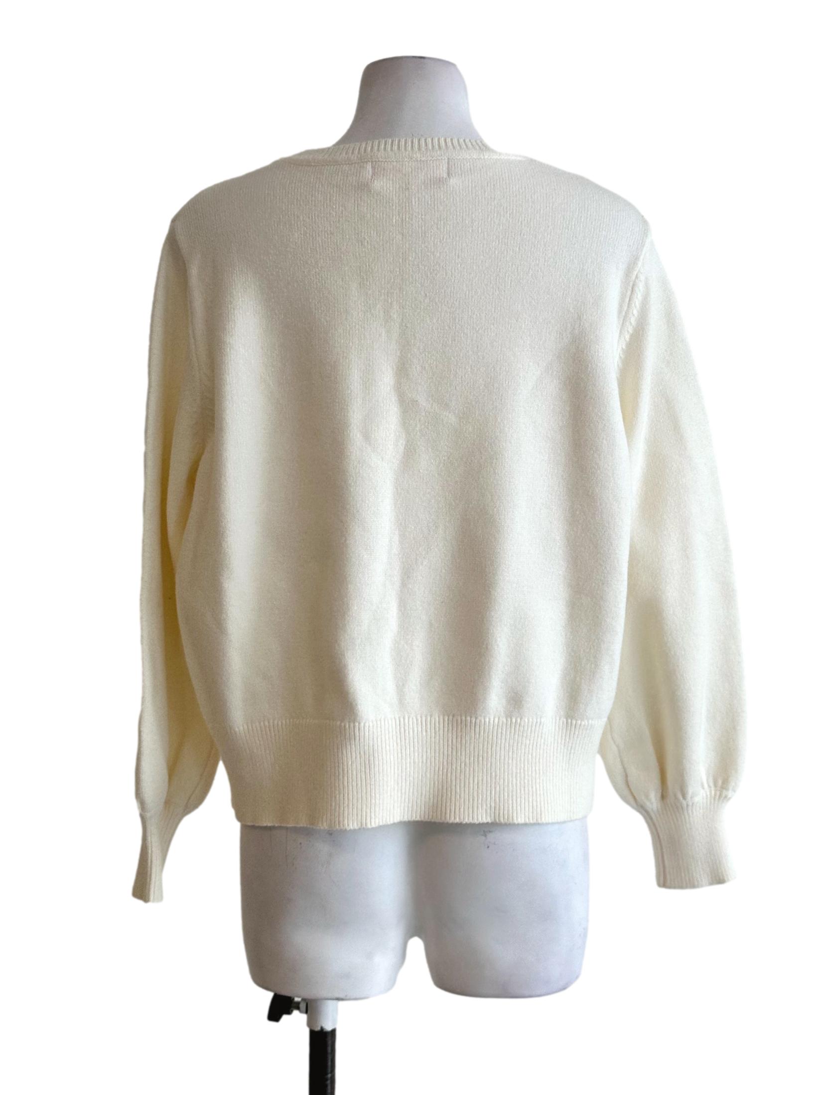 Cream White Knit Sweatshirt
