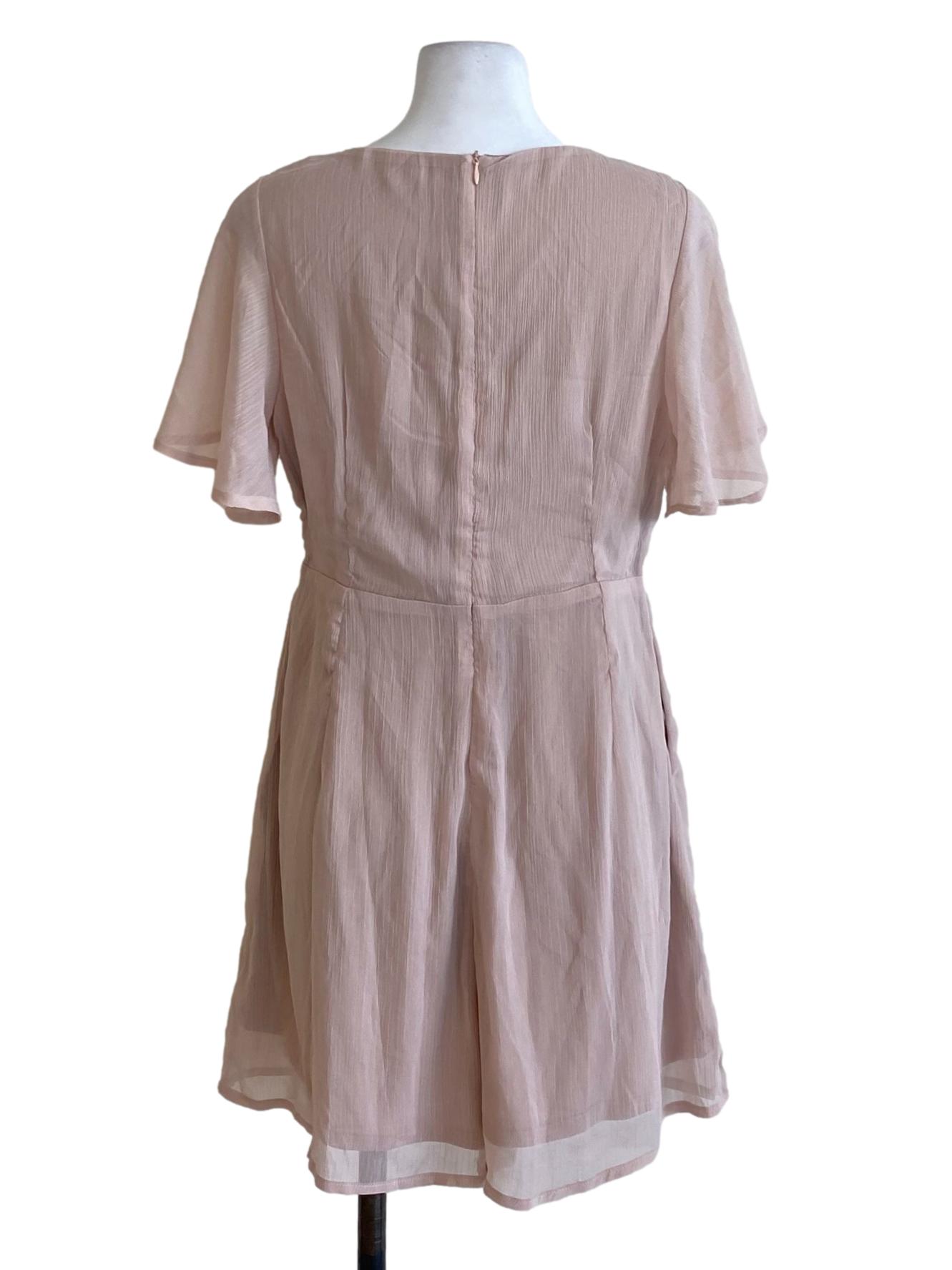 Dusty Pink V-Neck Wrap Bust Loose Mesh Romper