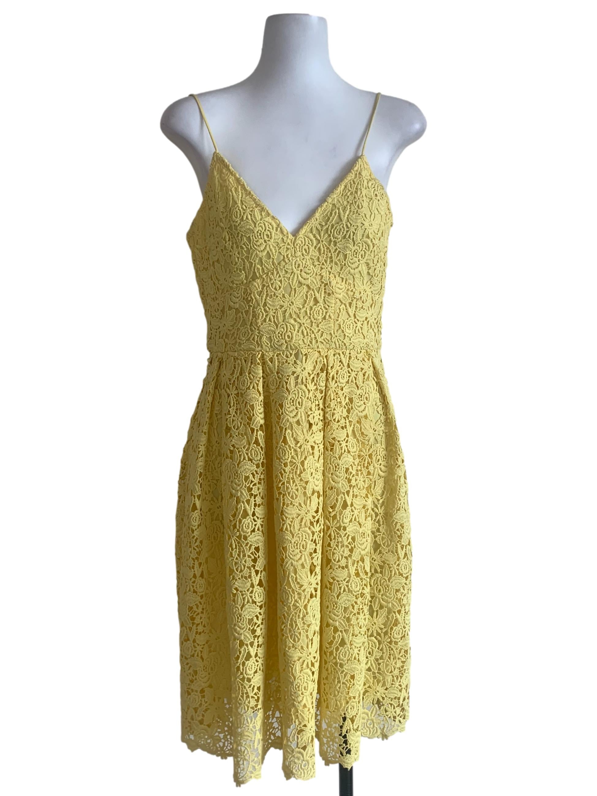 Parmesan Yellow Floral Embroidery Dress