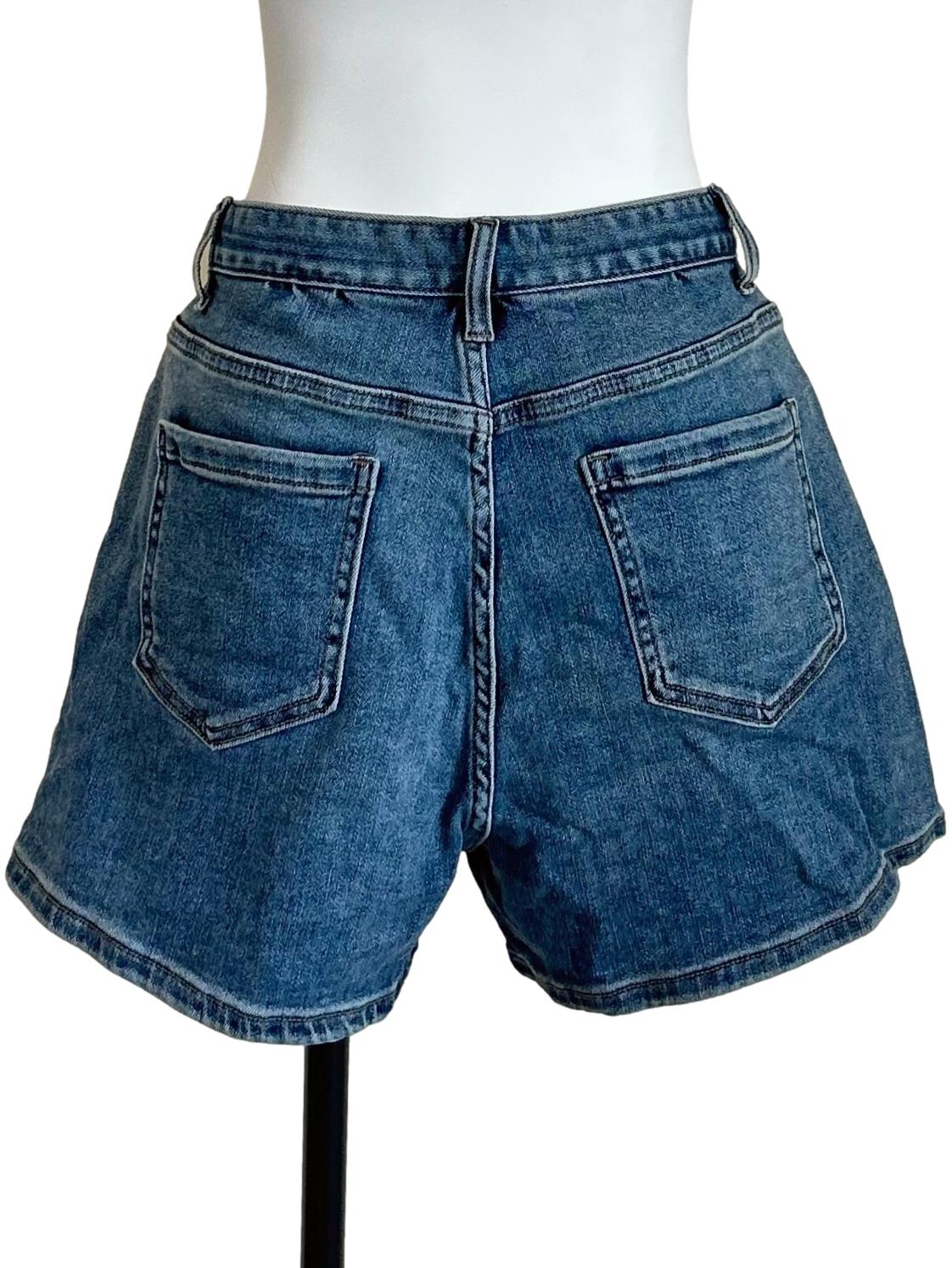 Dark Blue High Waisted Denim Shorts