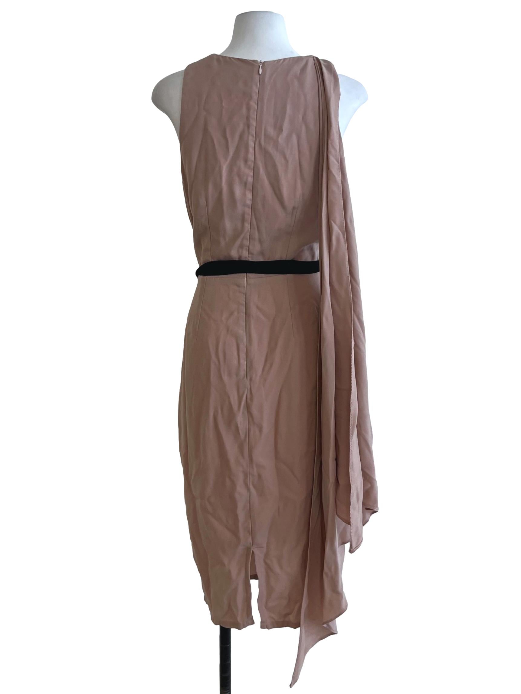 Pale Pink V-Neckline A-Line Dress