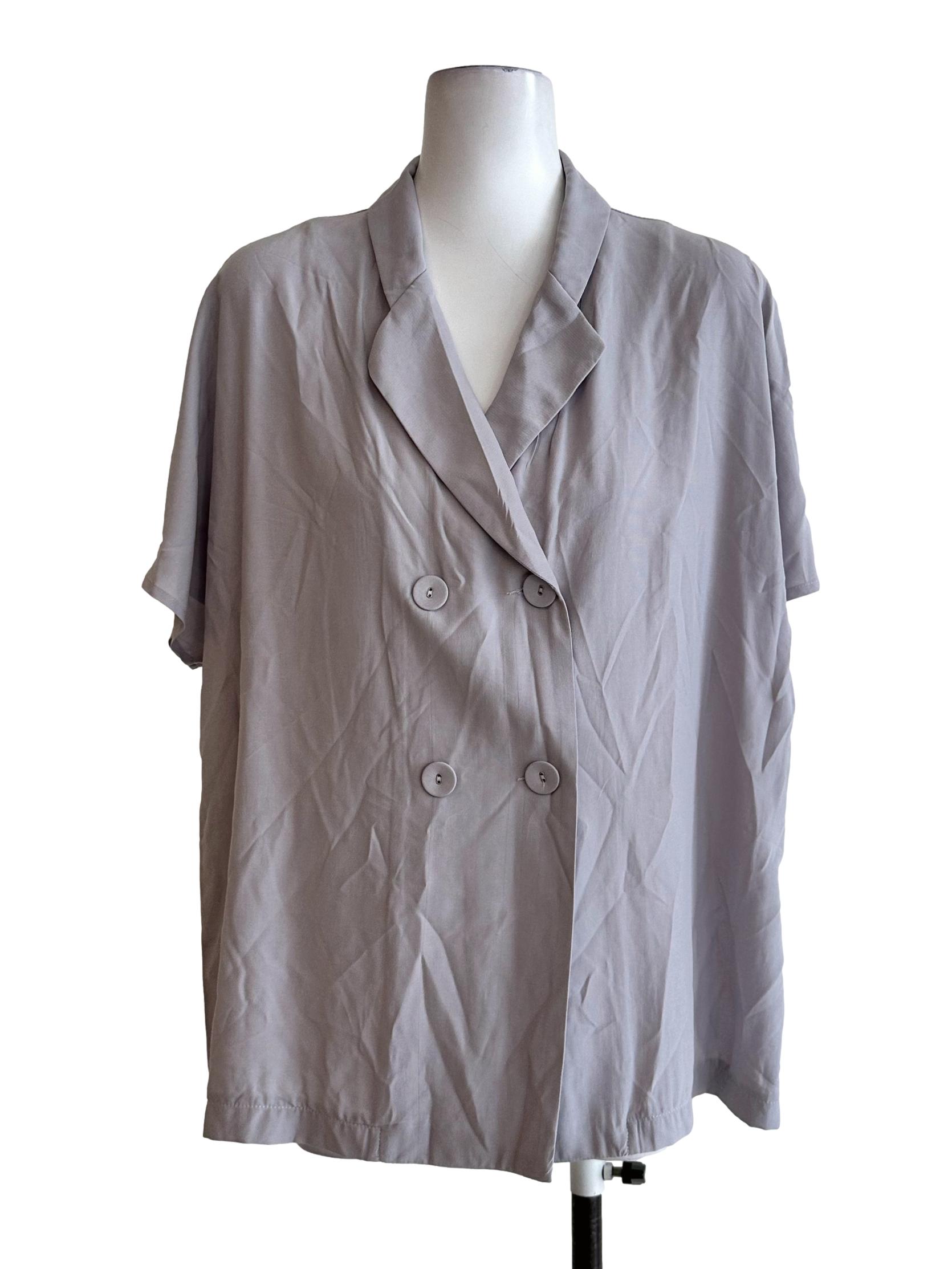 Coin Grey Collar Button Top