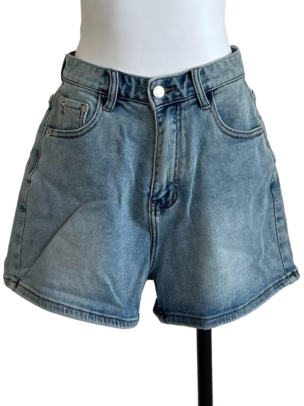 Light Blue High Waisted Denim Shorts