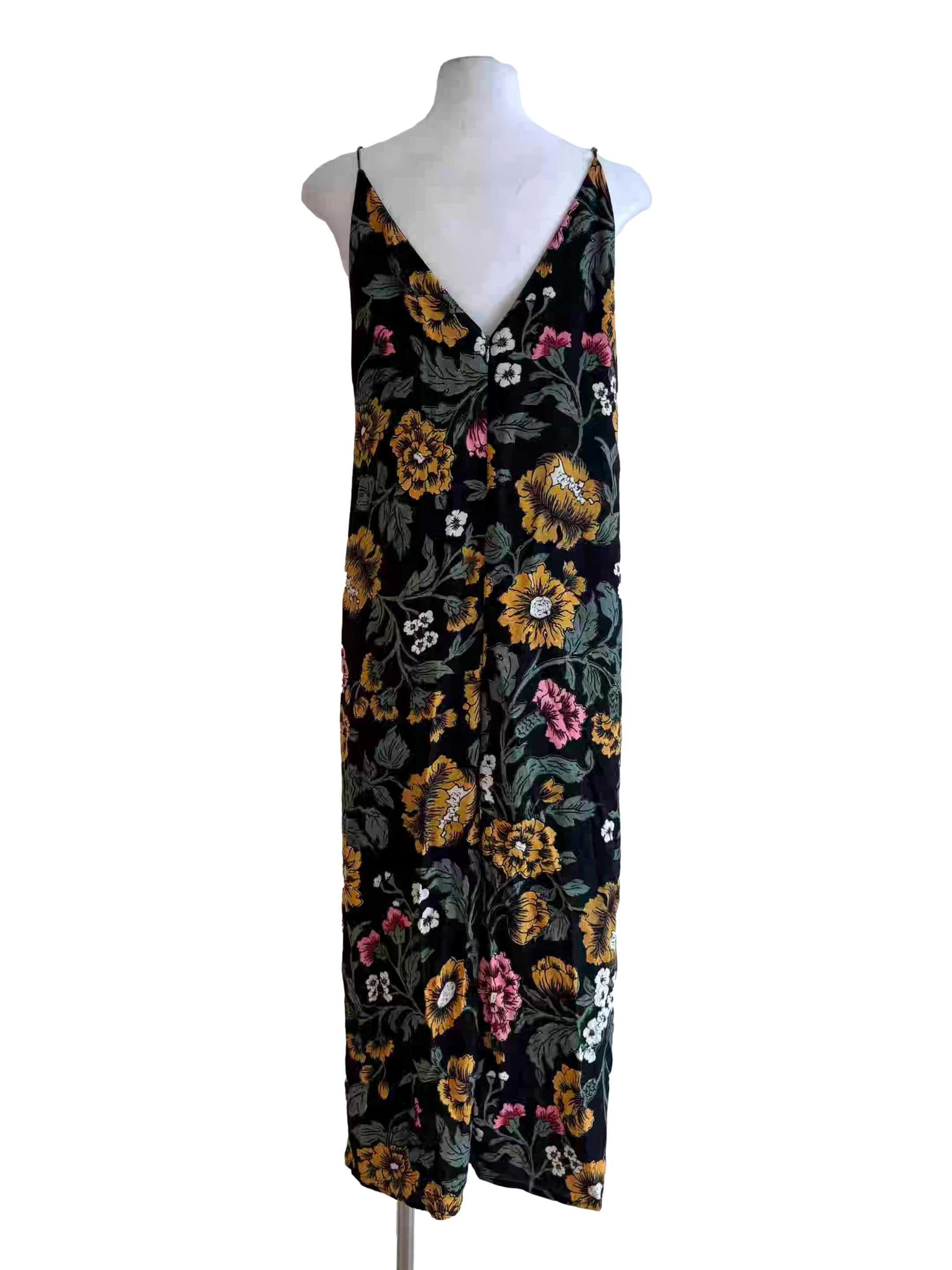 Jet Black Floral Print Straight Dress