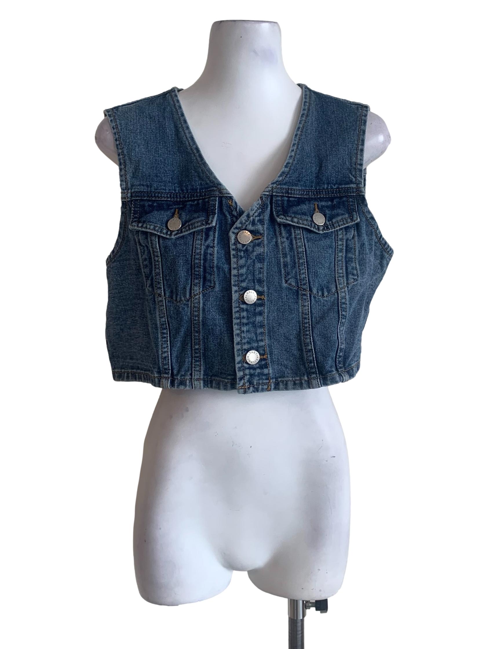 Denim Blue Cropped Vest