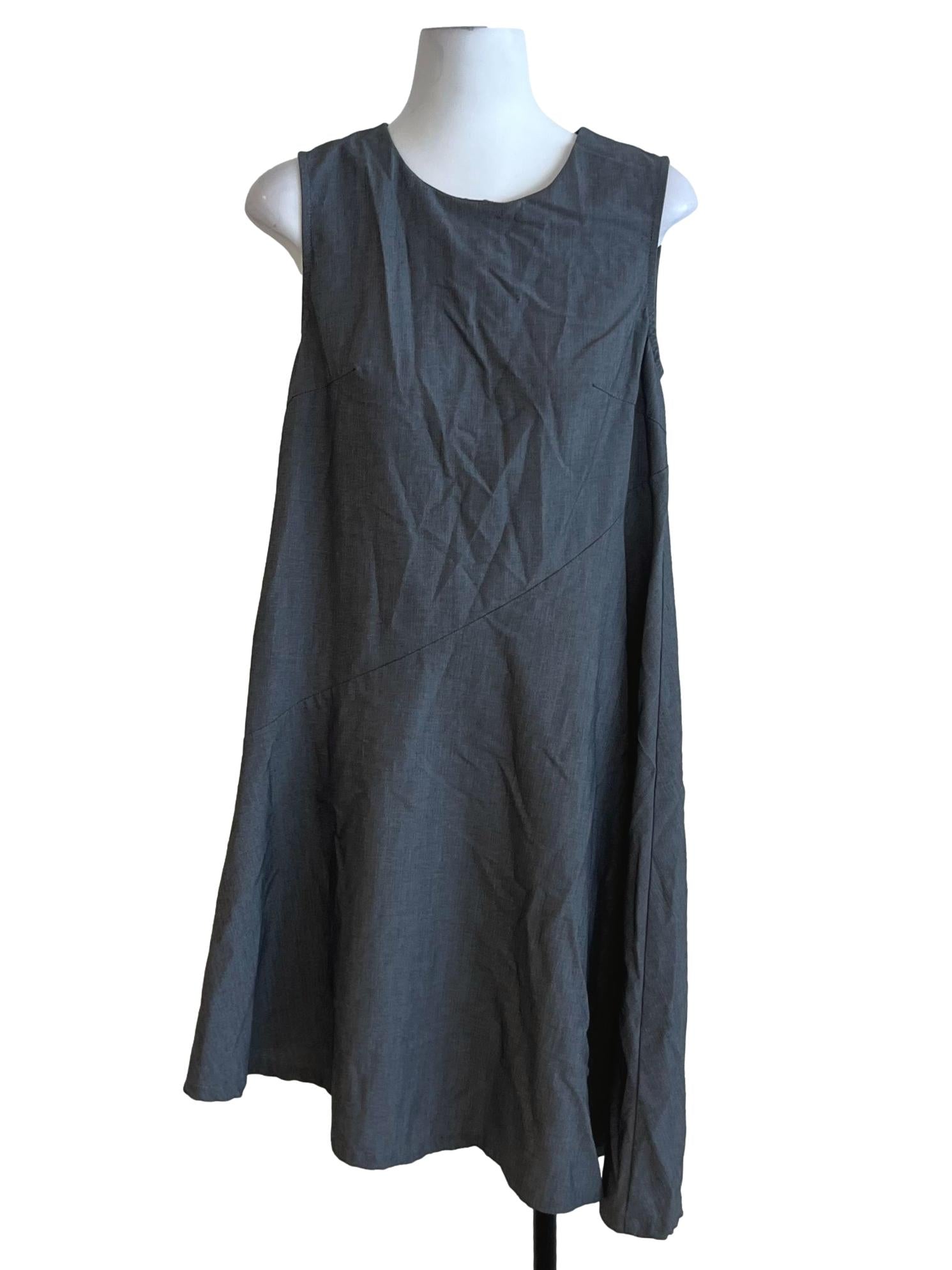 Stone Grey Jewel Neckline Shift Dress