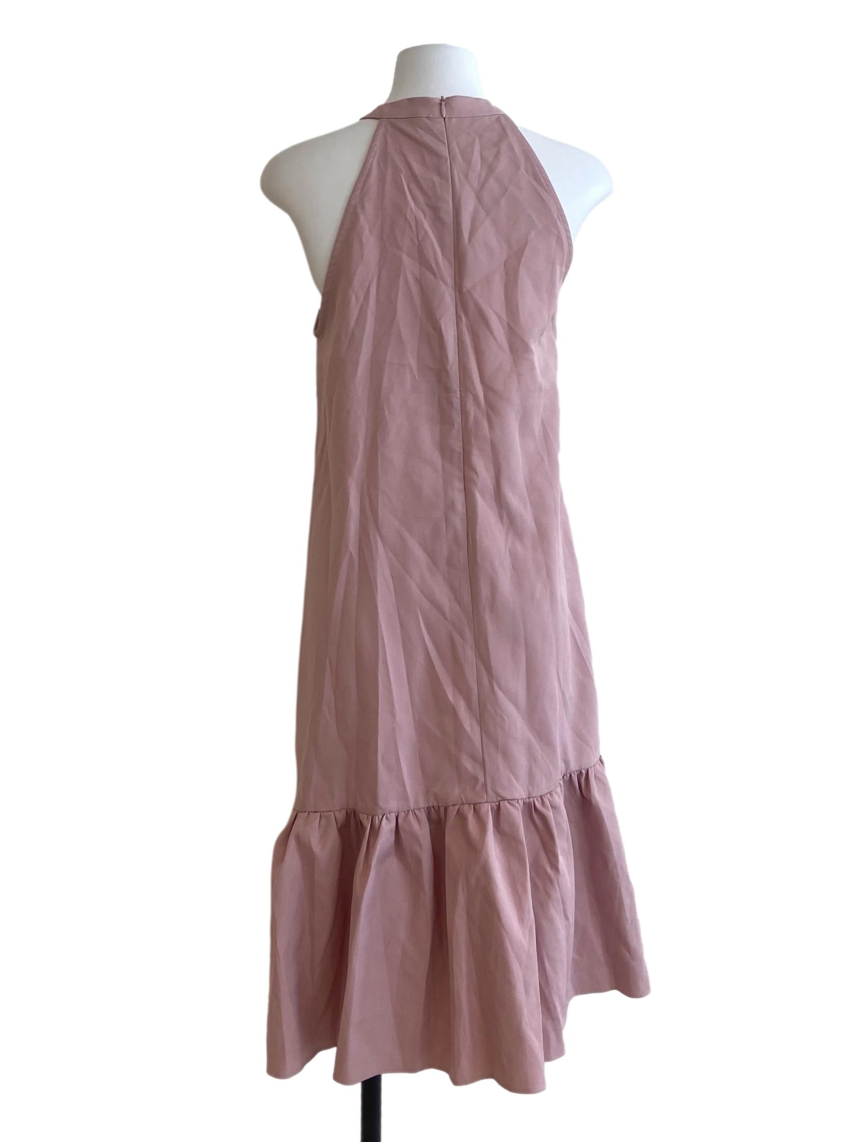 Crepe Pink Herringbone Drop Waist Dress LB