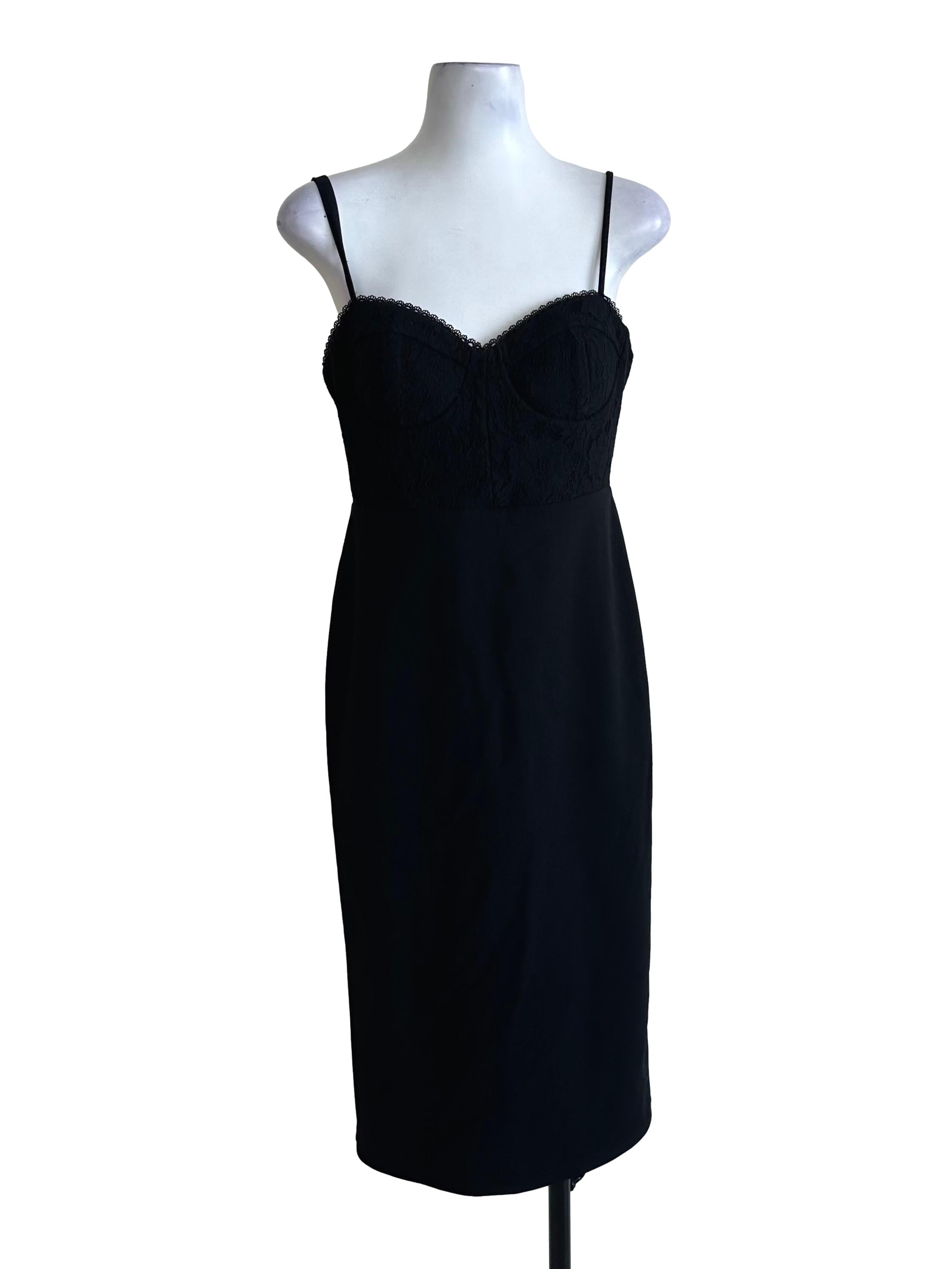 Rich Black Sweetheart Lace Dress
