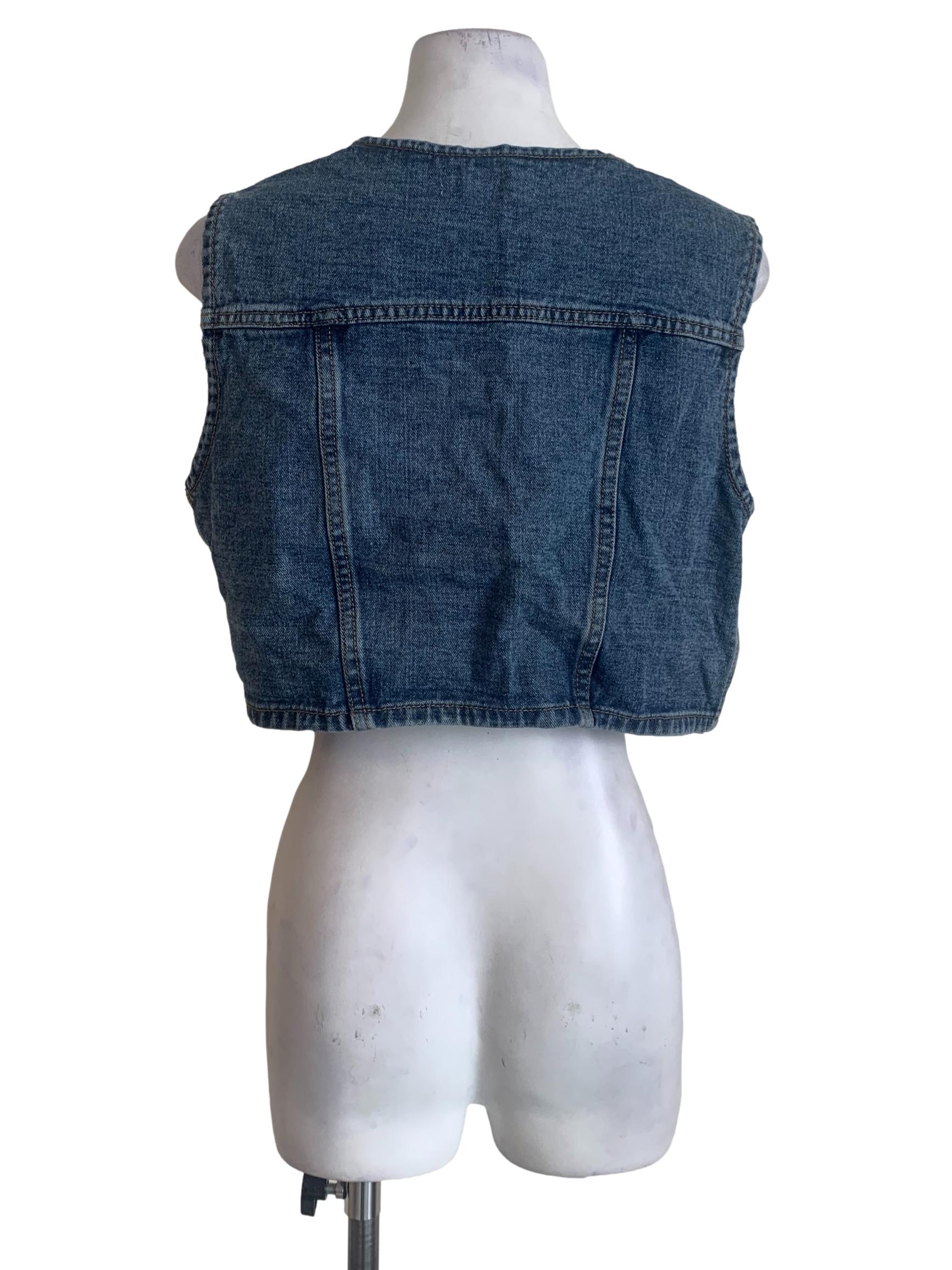 Denim Blue Cropped Vest