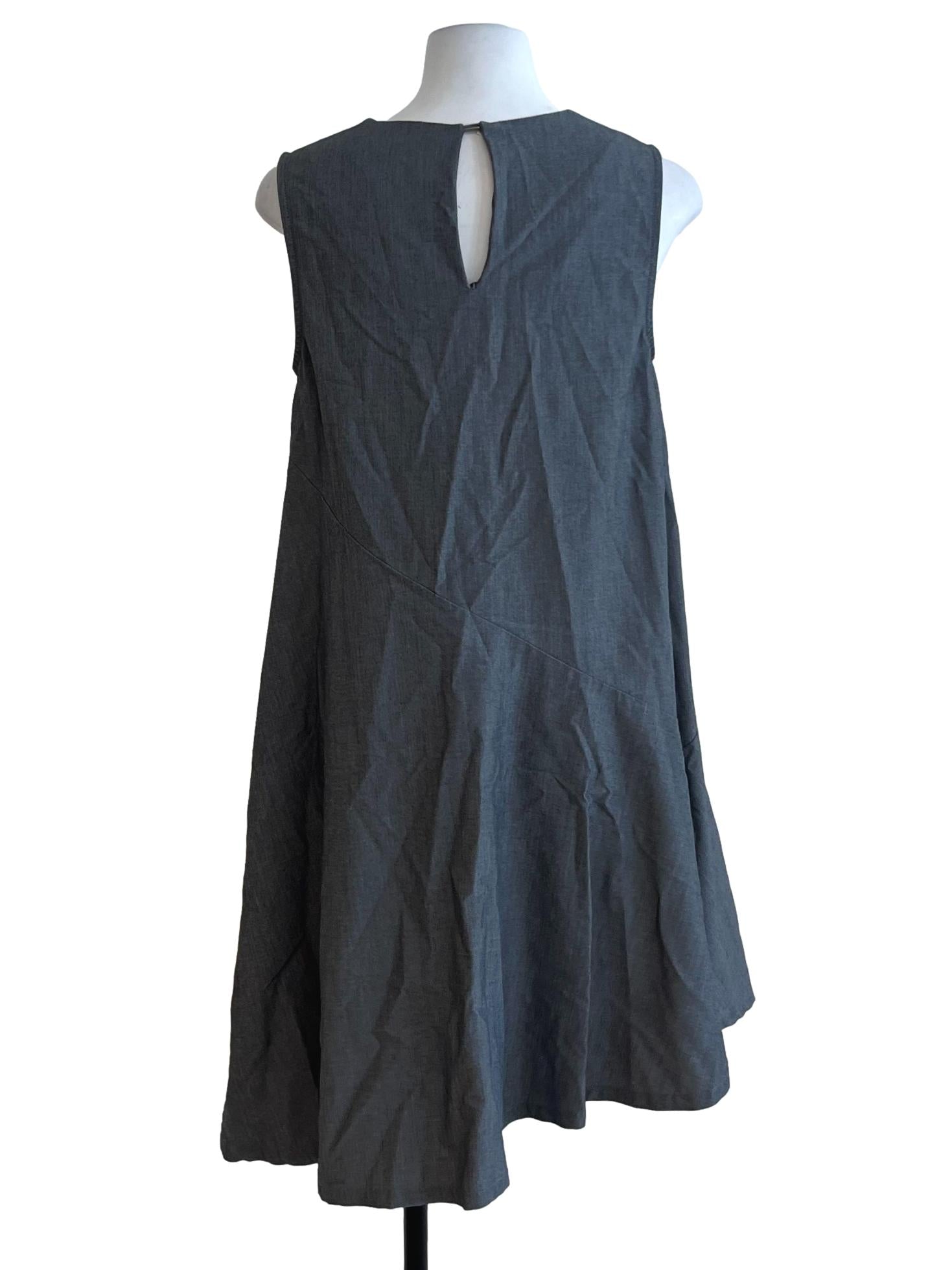 Stone Grey Jewel Neckline Shift Dress