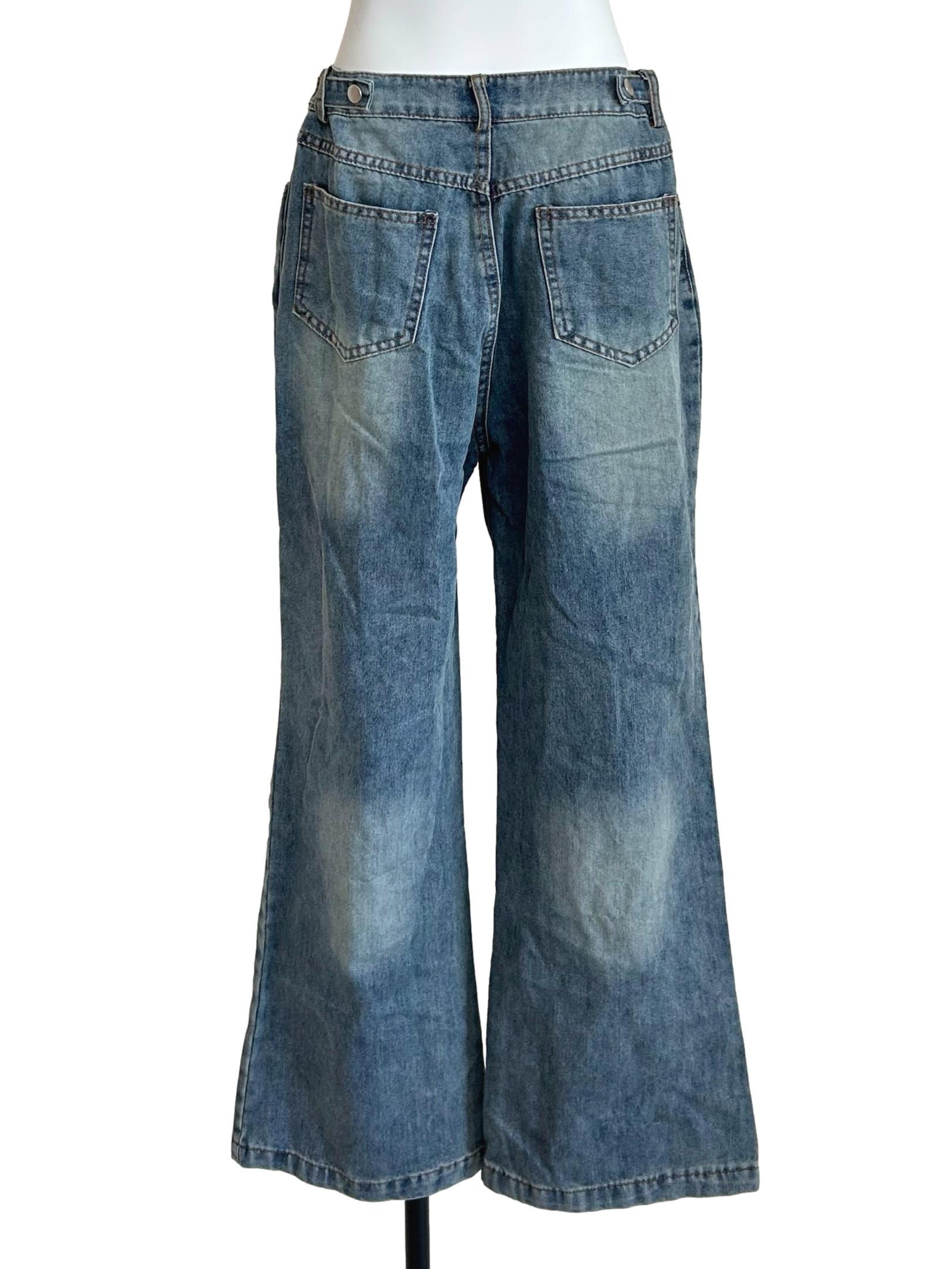 Washed Blue Flare Leg Jeans