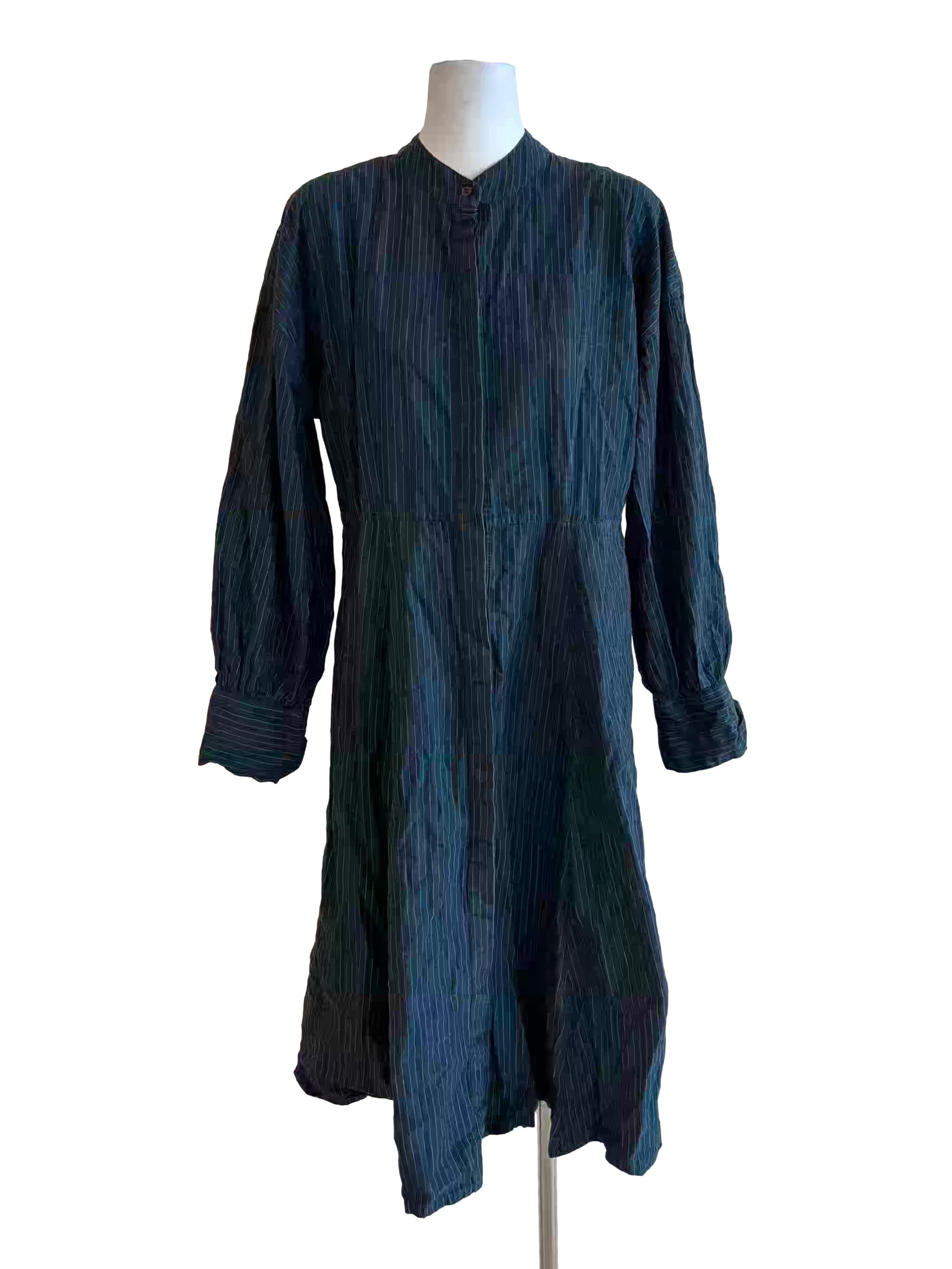 Dark Teal Striped Shirt Dress