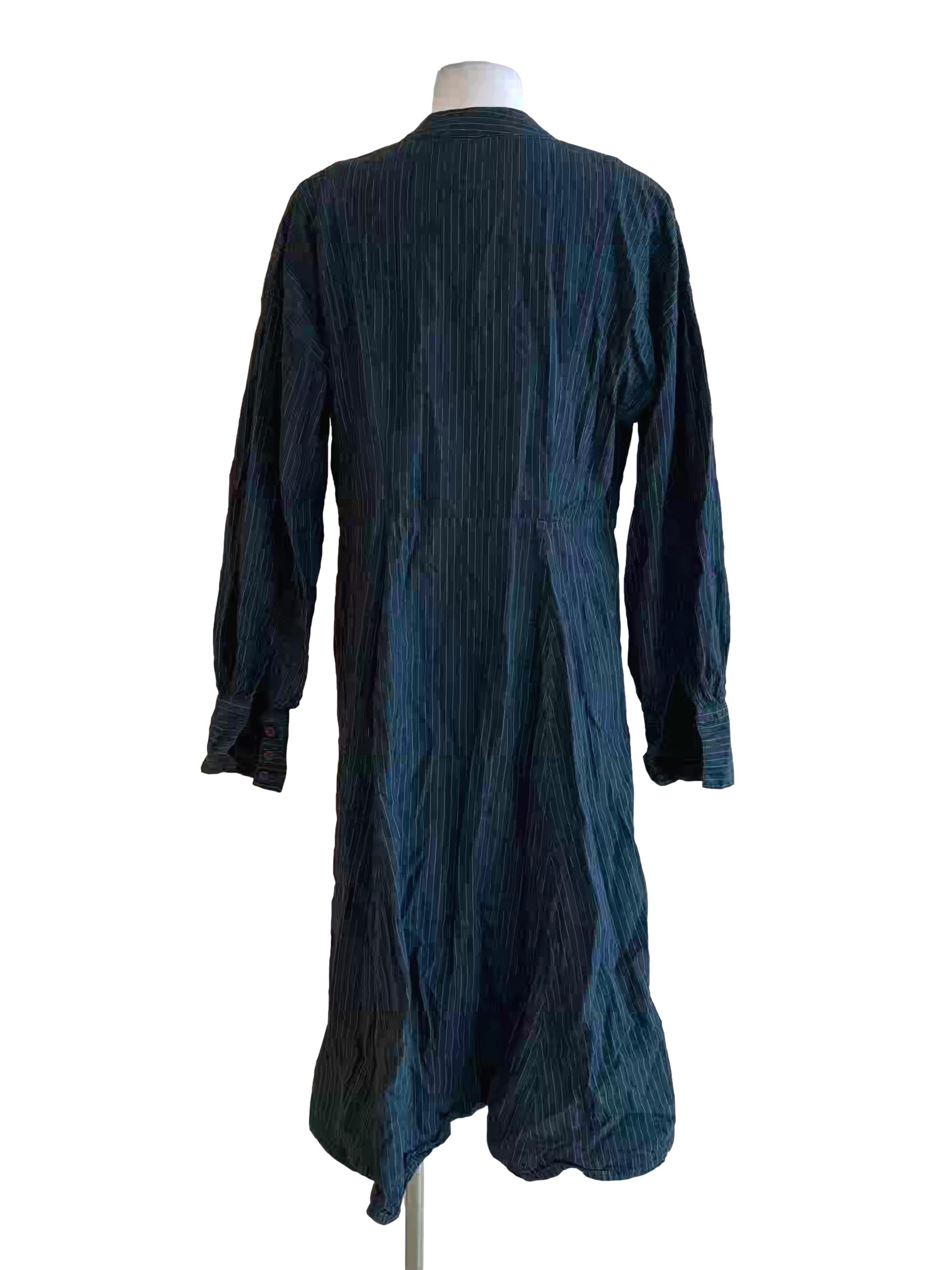 Dark Teal Striped Shirt Dress