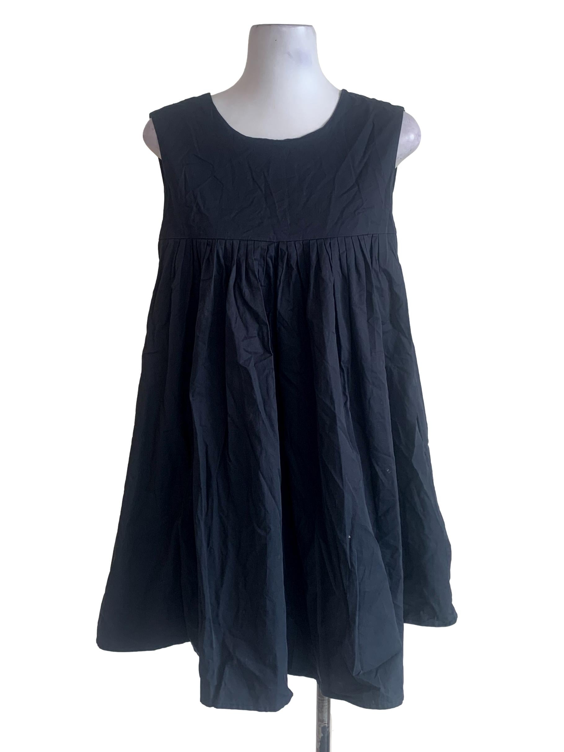 Blue Round Neck Drop Waist