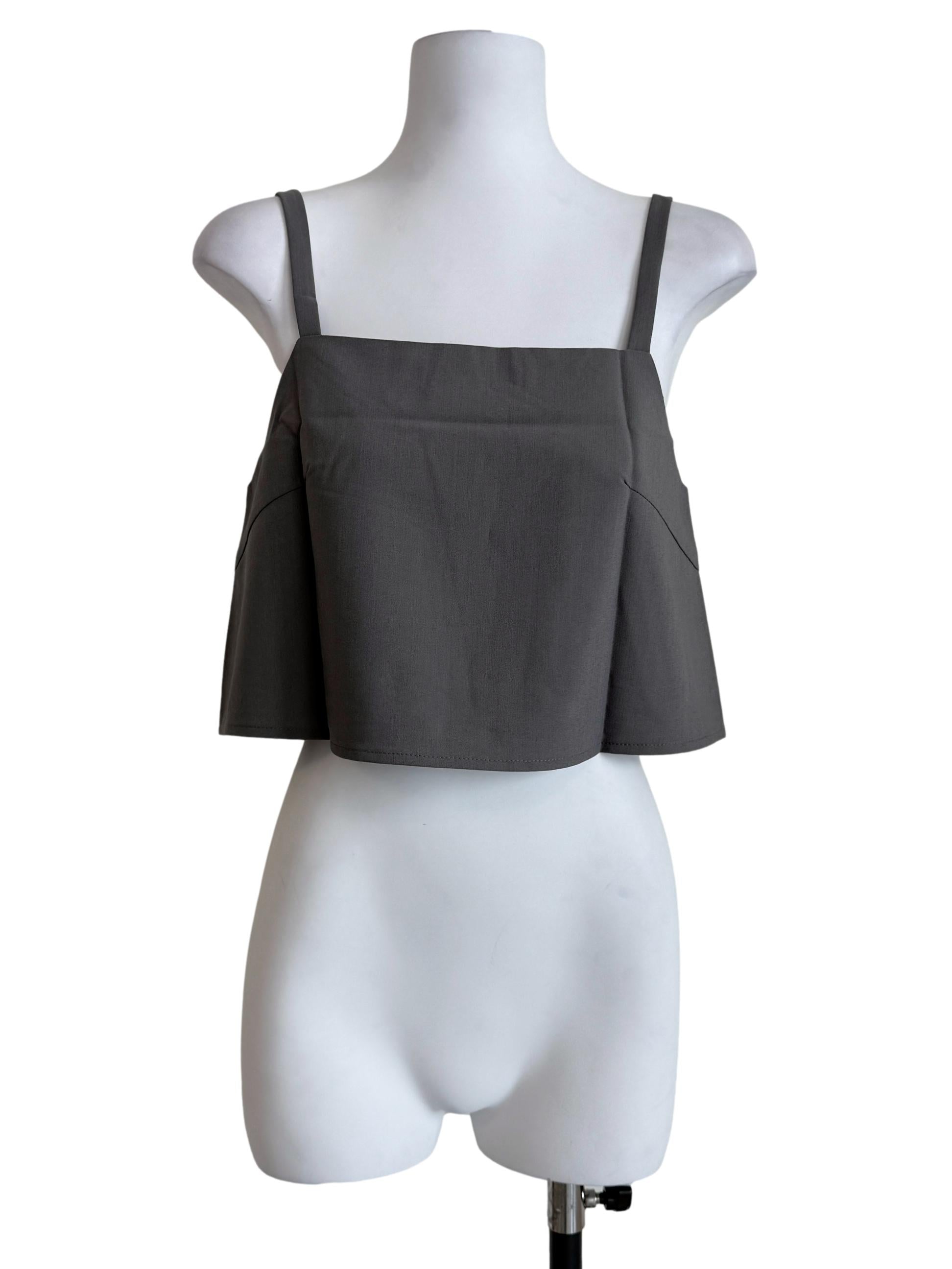 Grey Zoey Basic Flare Crop Top